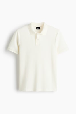 Våffelstickad pikétröja Slim Fit