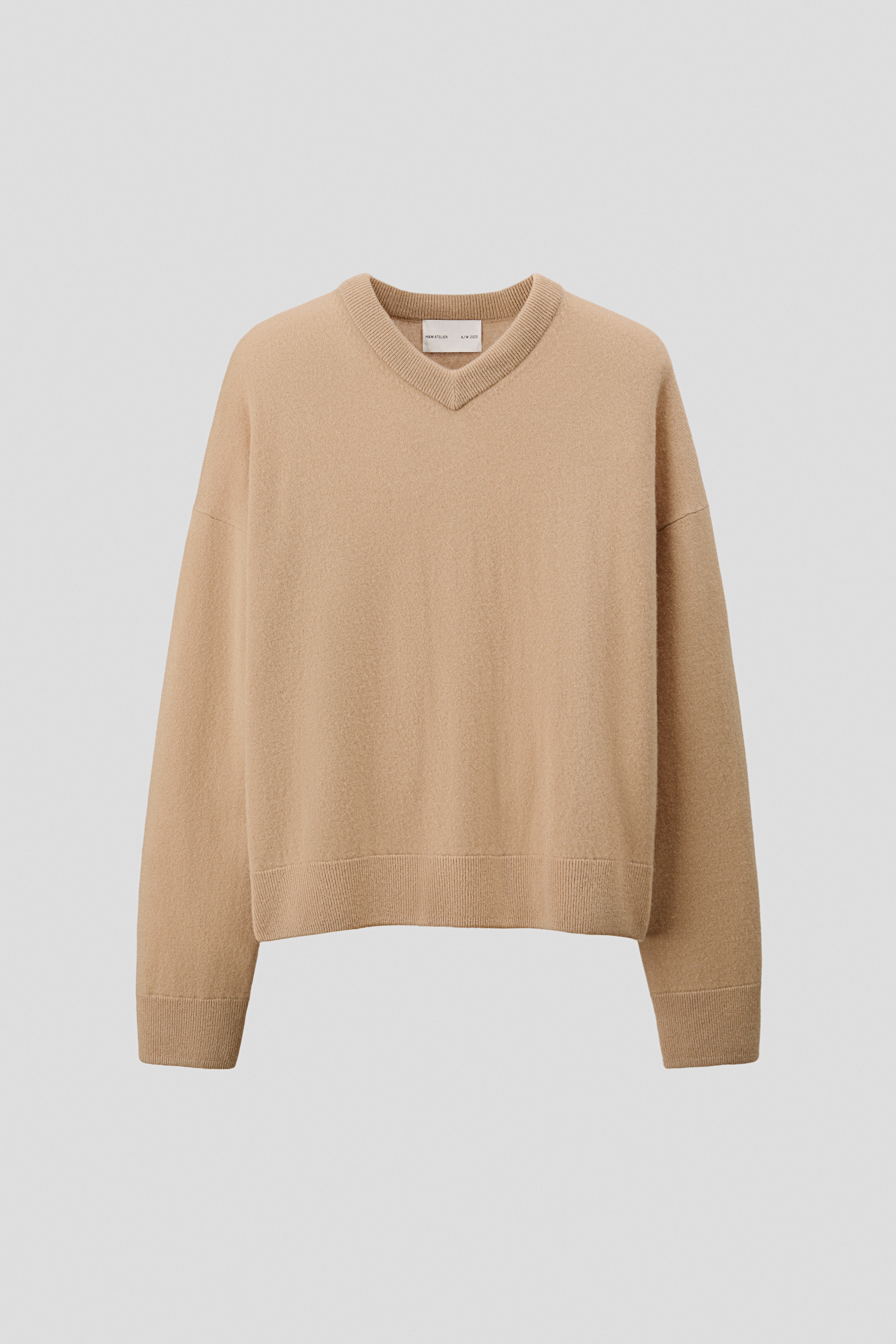 Loose Fit Cashmere jumper - Beige/Dark grey marl