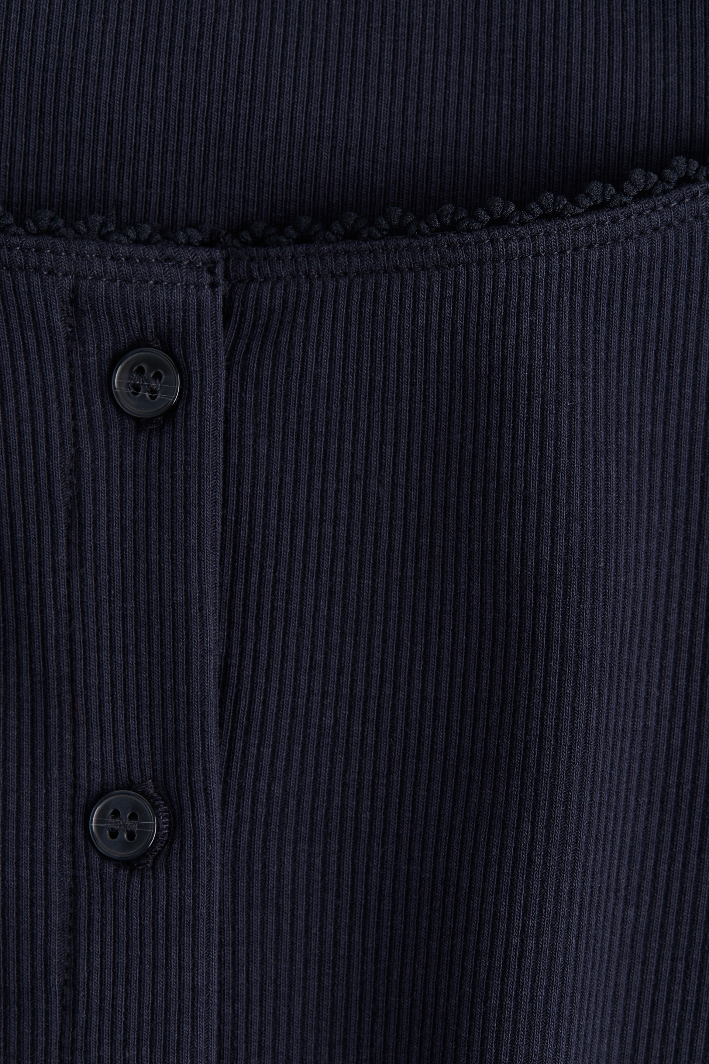 Ribbed button-front top