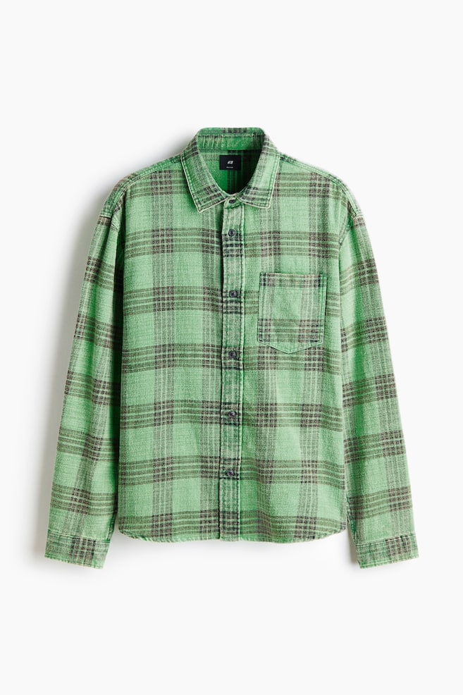 Relaxed Fit Cotton Shirt - Green/Check/Red/Check/Blue/Check - 1