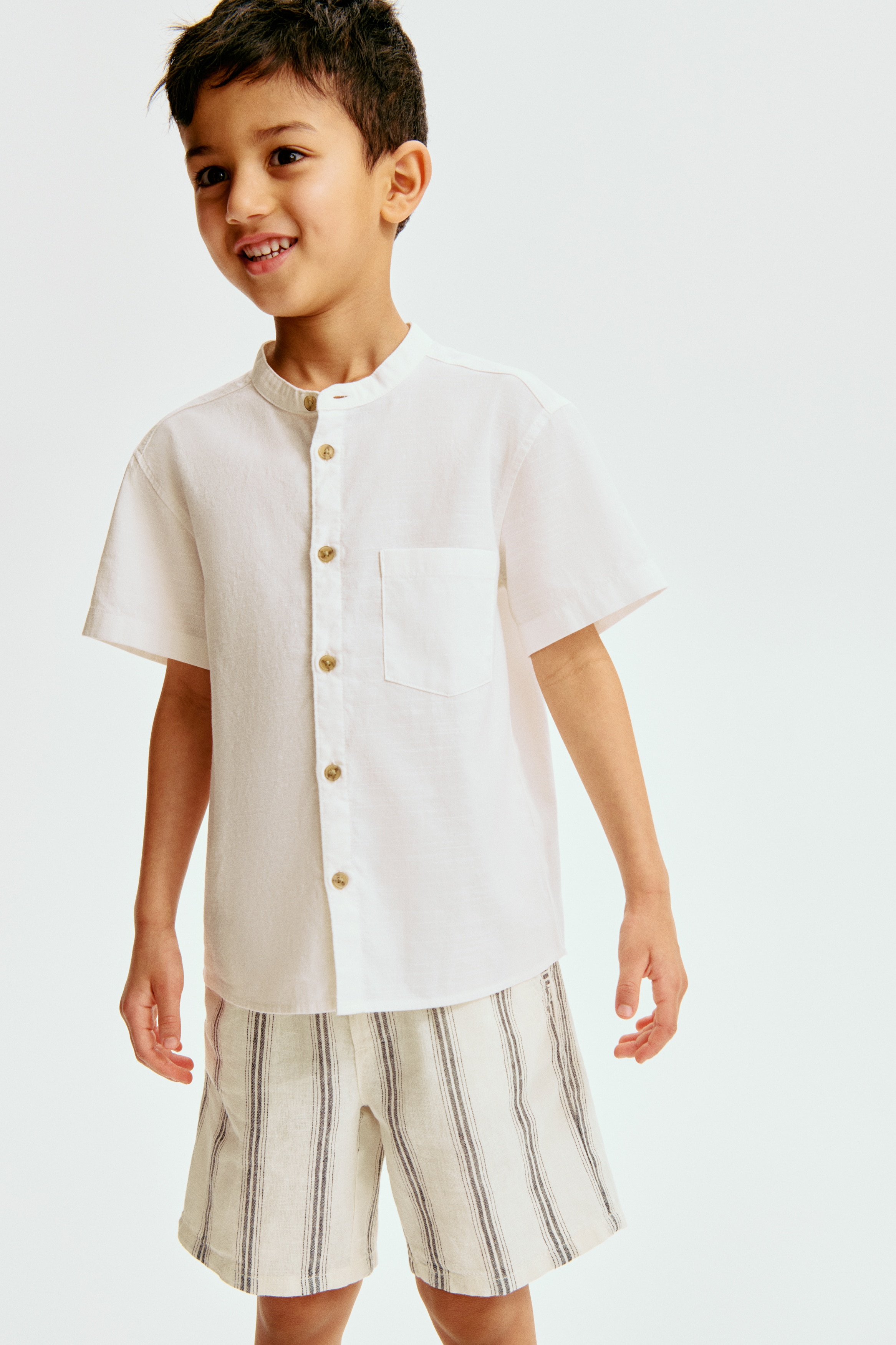 Linen-blend drawstring shorts