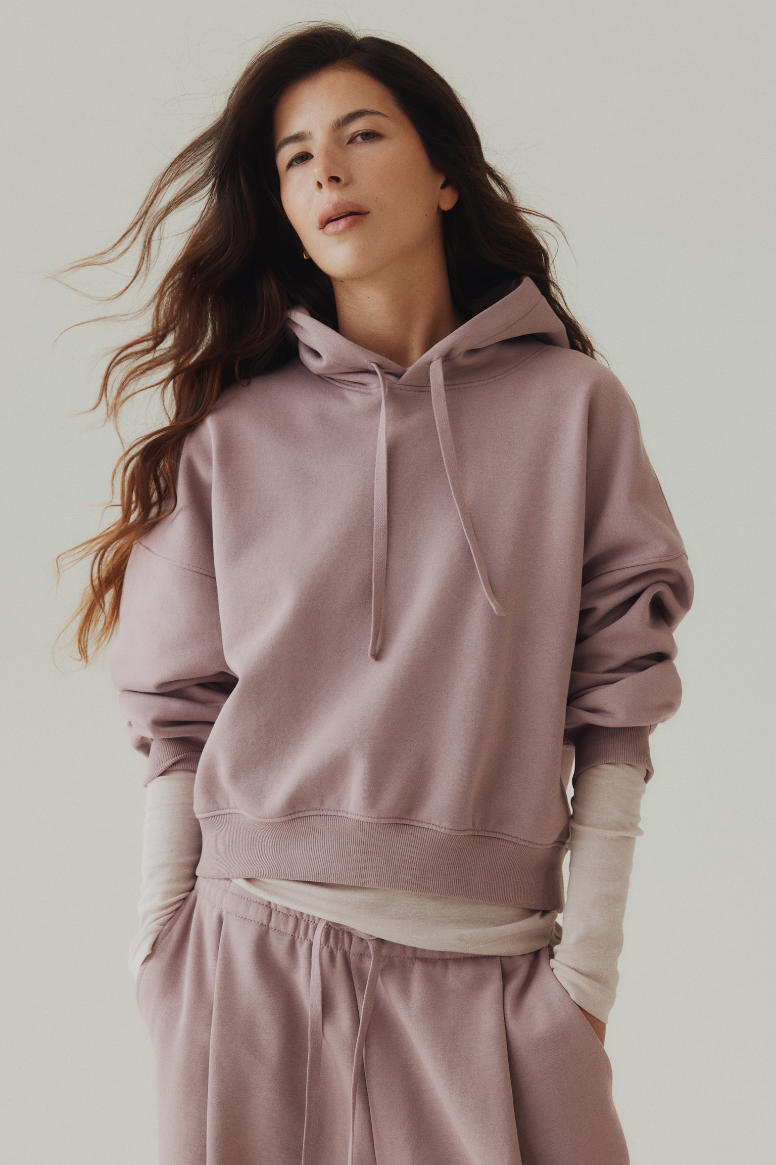 Hoodie - Dusty purple/Light grey marl/Navy blue - 3