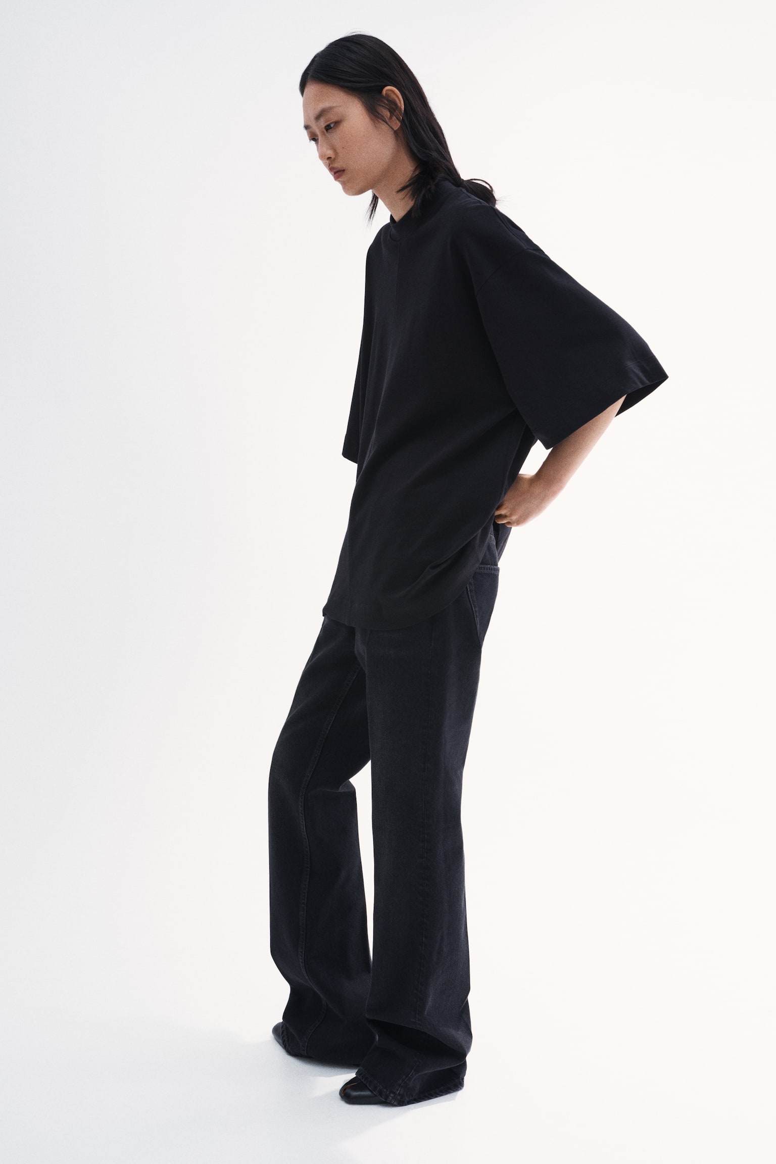 Женская футболка H&M Cotton, цвет: Чёрный — фото 5