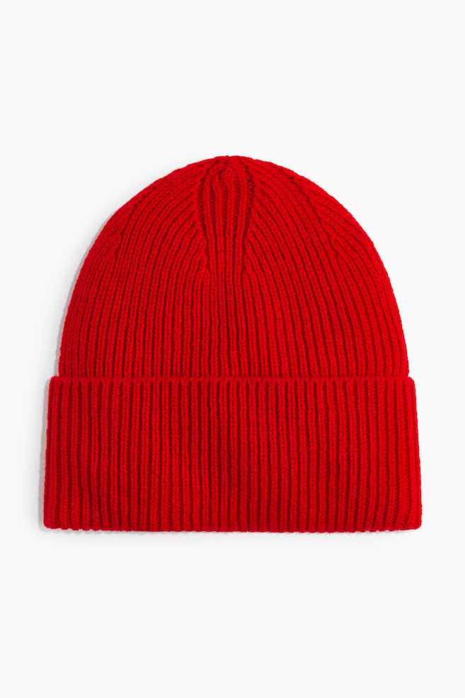 Gerippte Beanie - Rot/Dunkelbraun/Schwarz/Grau/Hellbeige/Pfirsichrosa - 1