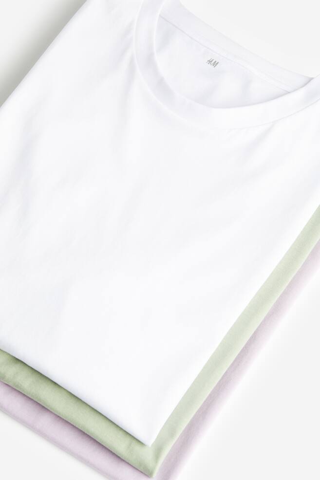 3-pack Regular Fit Round-neck T-shirts - Pistachio green/Pale purple/White/White/Black/Grey marl/Black/dc/dc/dc/dc - 2
