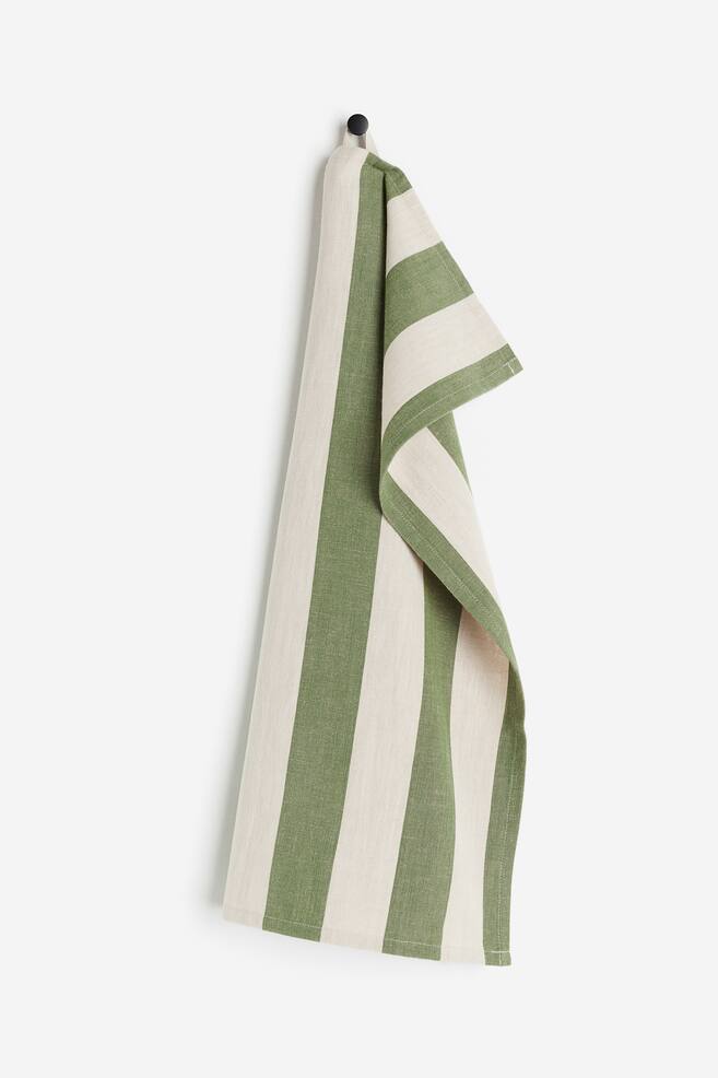 Striped linen-blend tea towel - Green/Striped/Yellow-beige/Striped/Black/Beige/Yellow/Striped/dc - 1