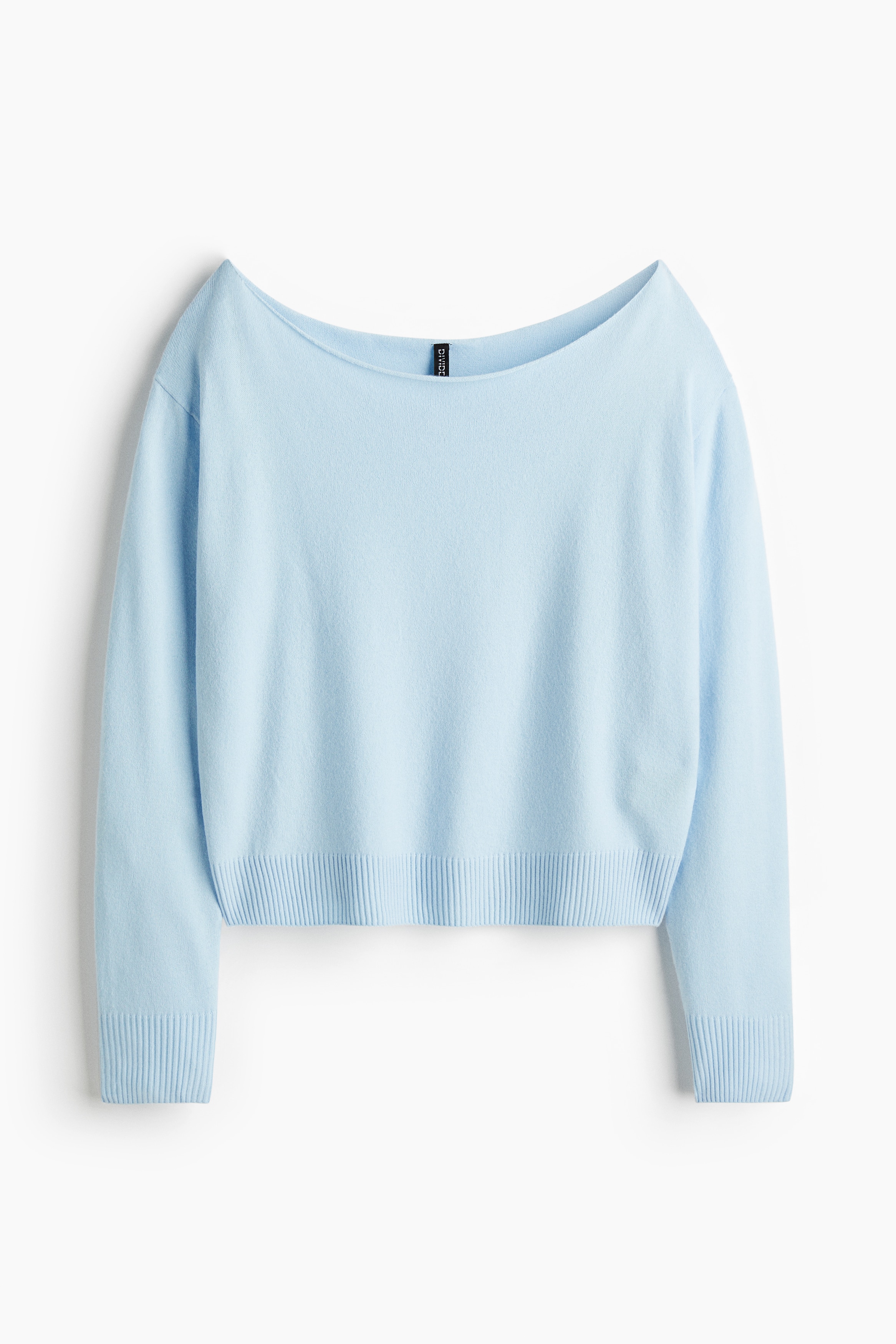 Stickad off shoulder-tröja - Ljusblå/Vit/Olivgrön/Ljusrosa/Marinblå/Ljusgul