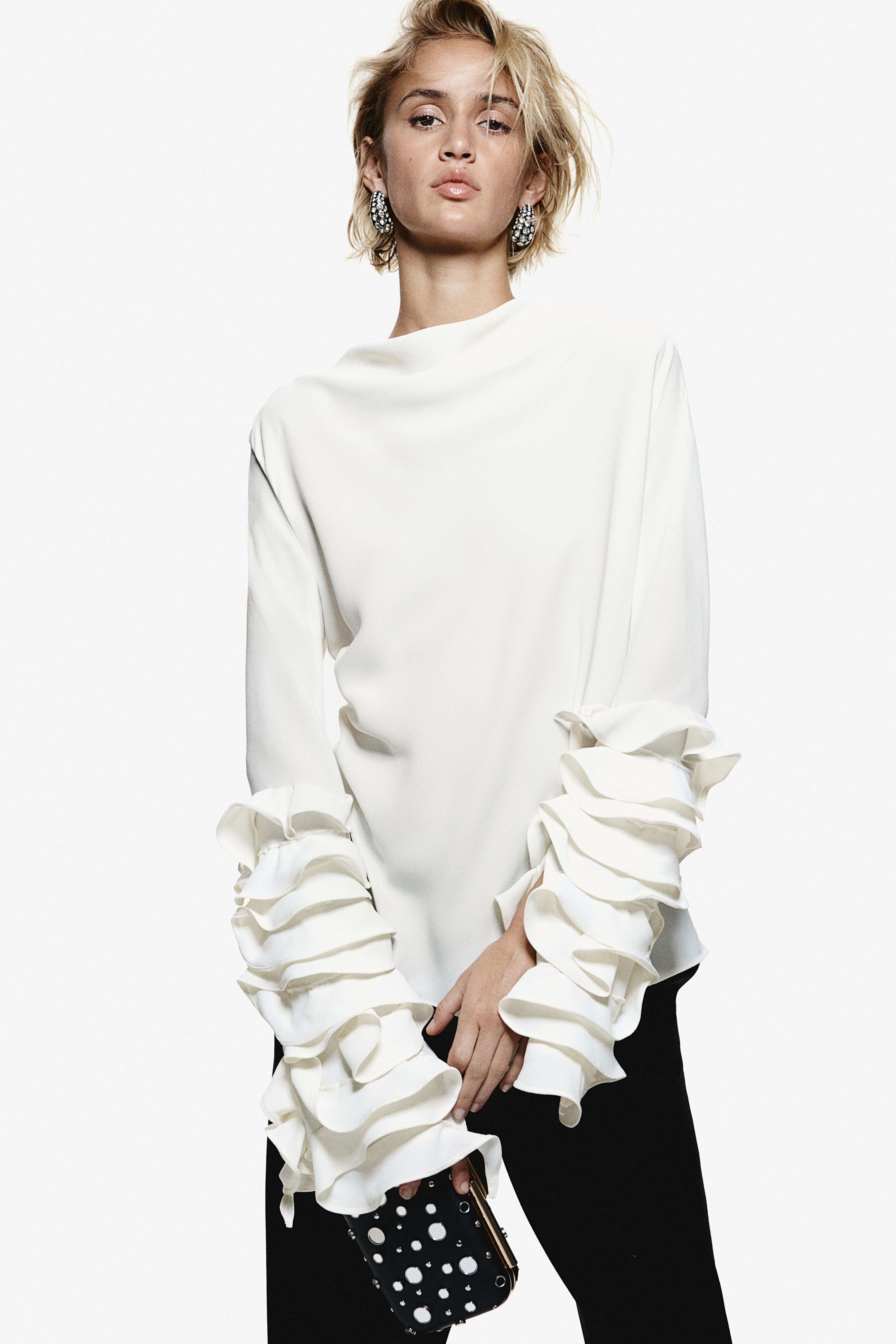 Ruffle-Sleeved Blouse