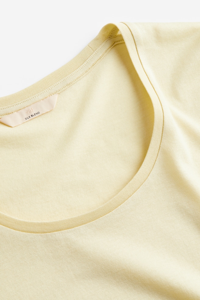 Silk-blend T-shirt - Pale yellow - 5