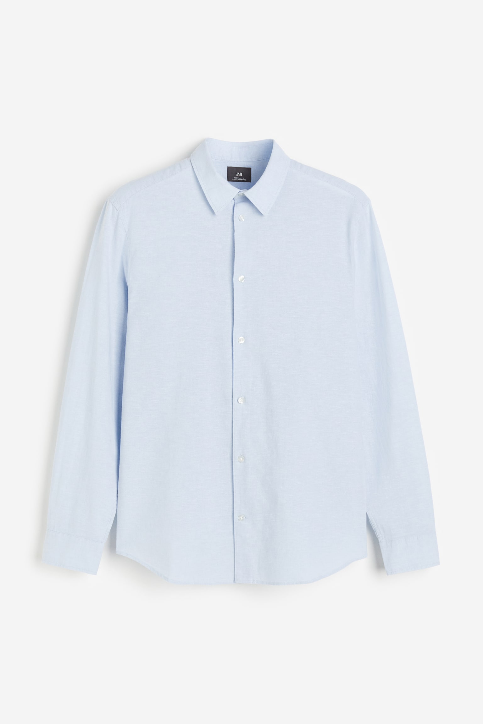 Regular Fit Linen-blend shirt - Light blue/White/Striped/White - 2