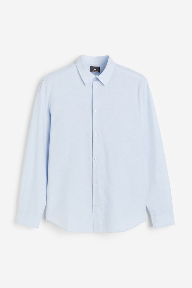Skjorta i linmix Regular Fit - Ljusblå/Vit/Beige/Marinblå/dc/dc - 2