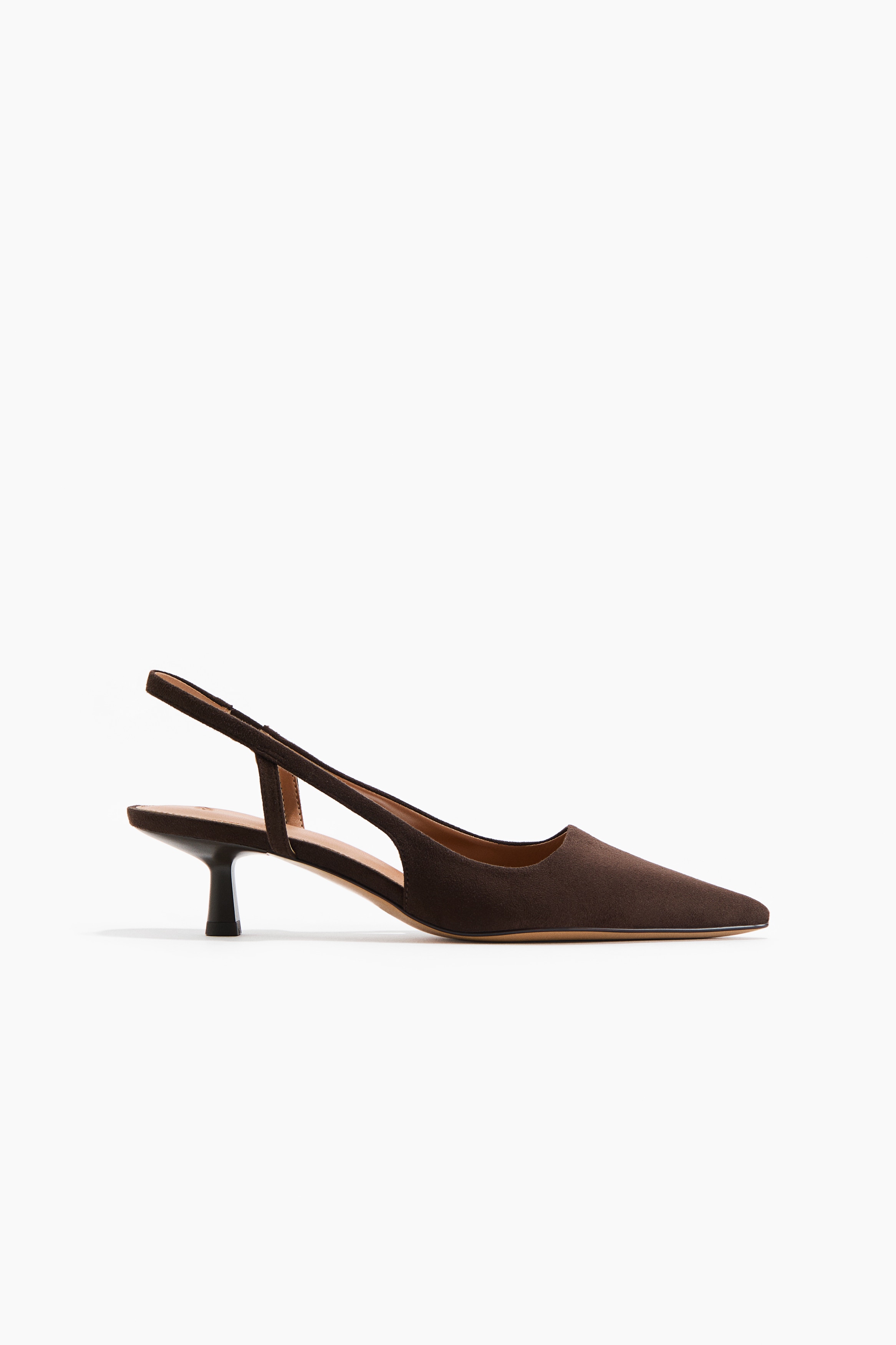 Zapatillas de talón descubierto con tacón kitten - Café oscuro/Beige tenue