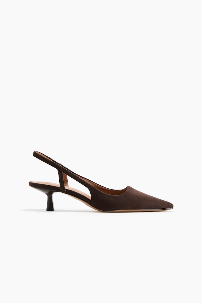 Kitten-Heeled Slingbacks - Dark brown/Dusty beige - 1