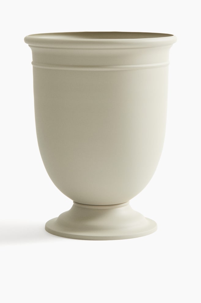 Tall metal outdoor plant pot - Light greige - 1