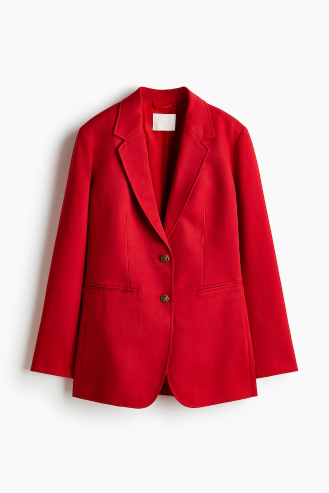 Single-Breasted Blazer - Red - 1