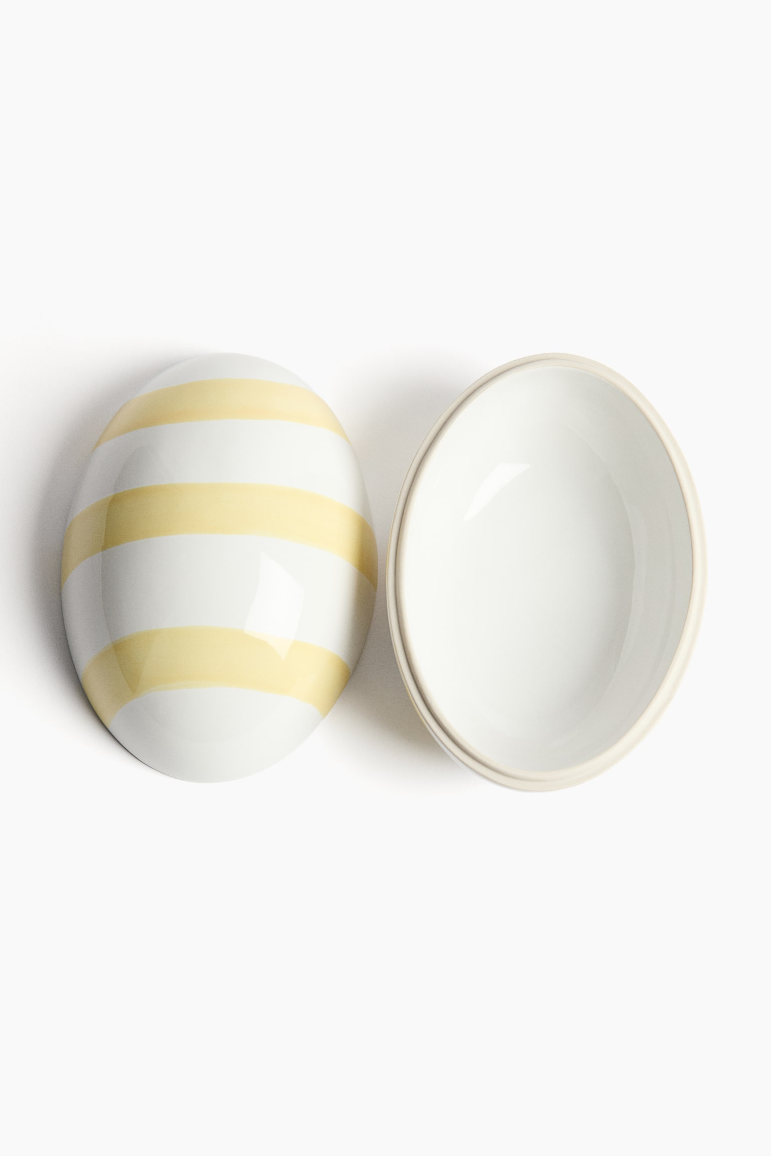 Egg-shaped ceramic jar - White/Yellow - 3