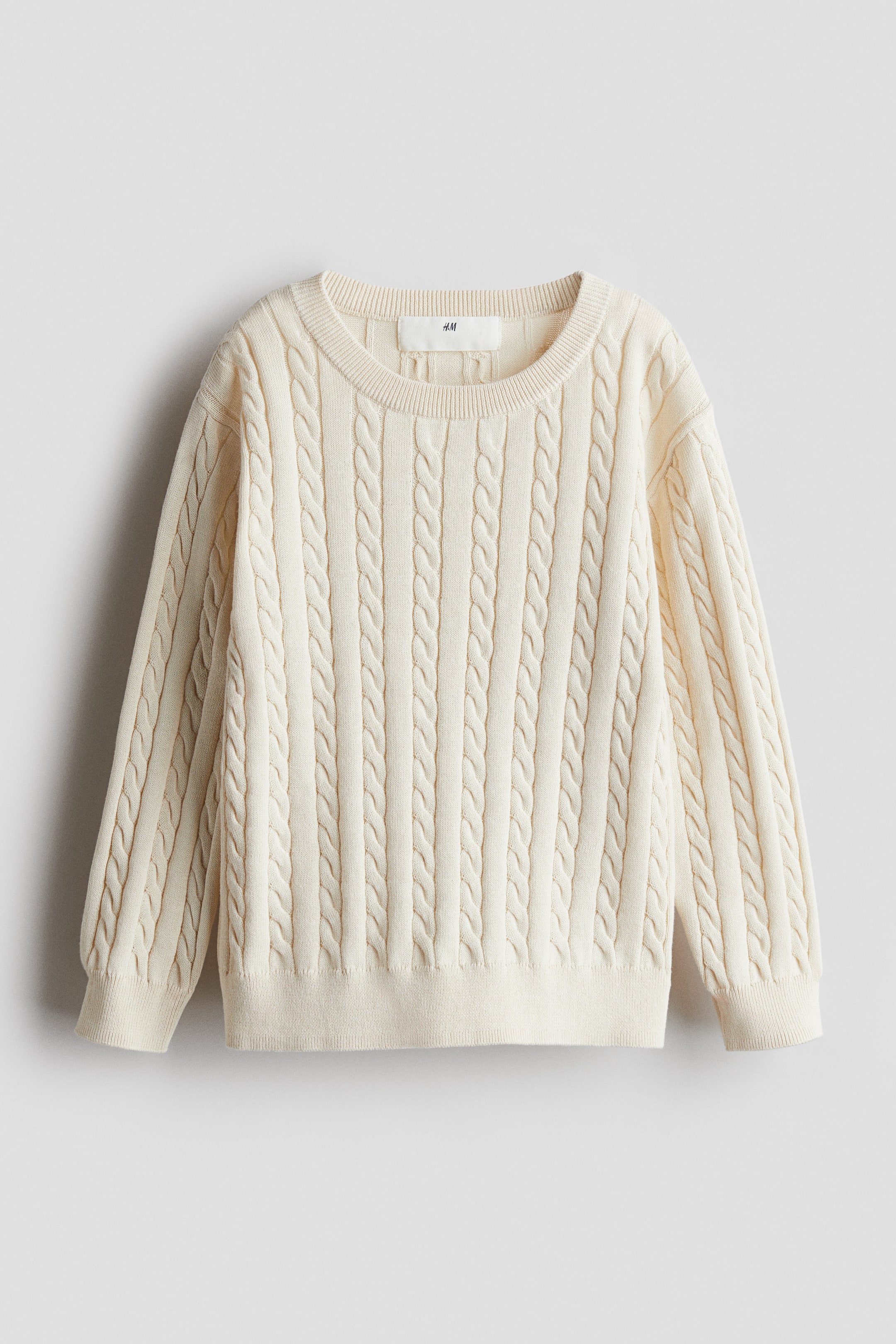 View larger image: Cable Knit Cotton Sweater - Cream - Kids | H&M AU 1