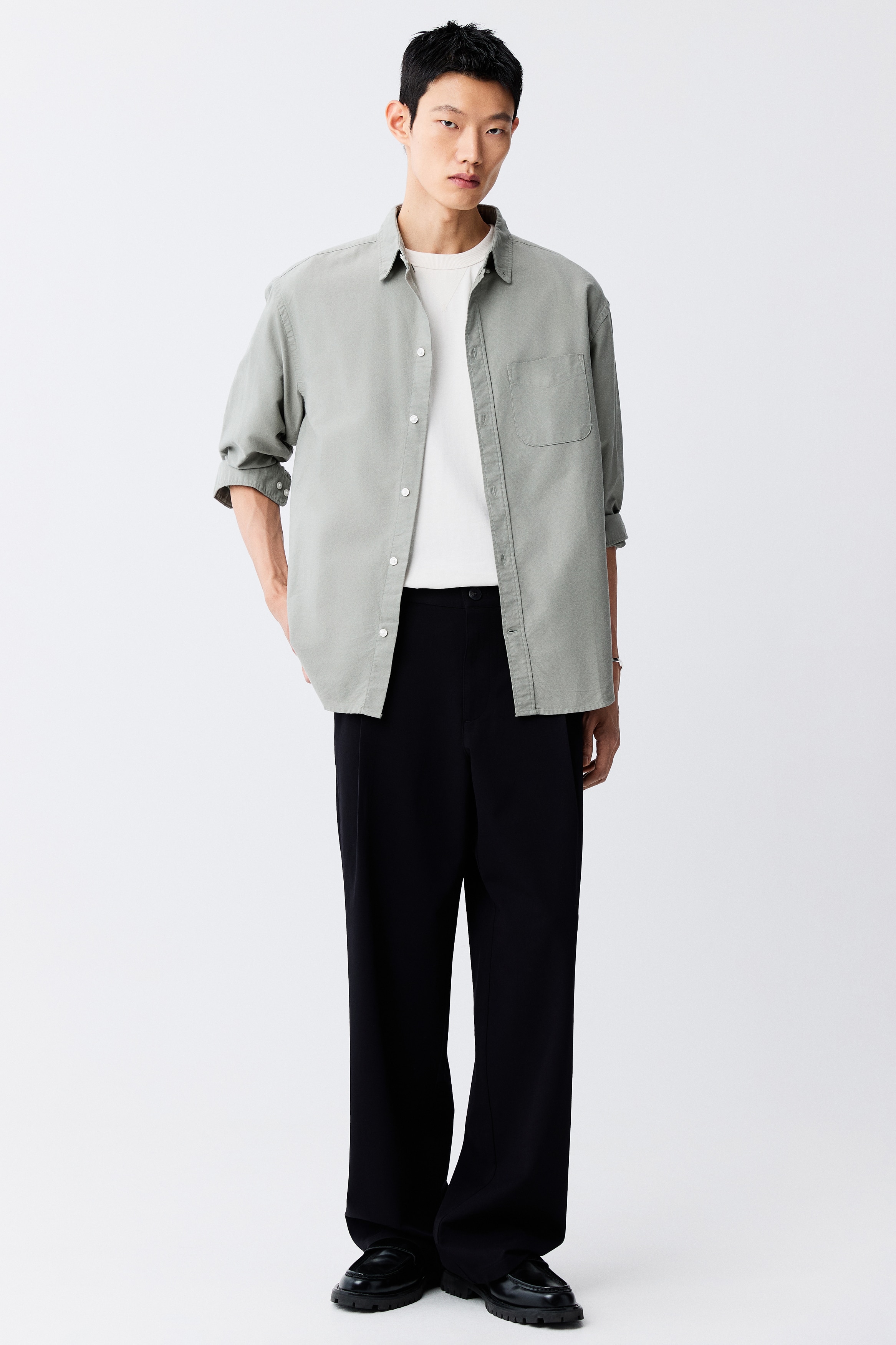 Quần dài kiểu may đo Loose Fit - Màu đen/Màu xám