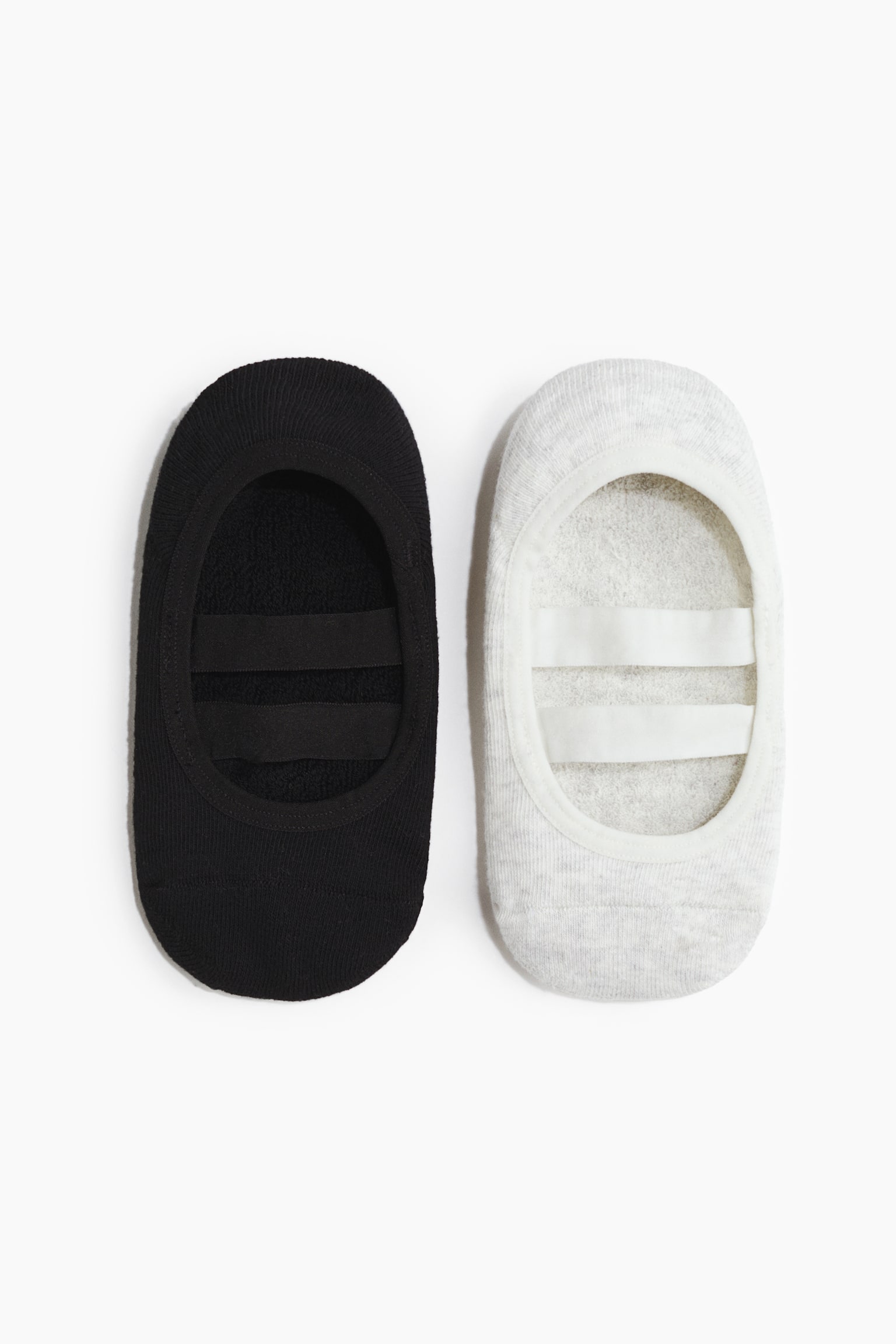 2-pack Pilates socks - Black/Light grey marl