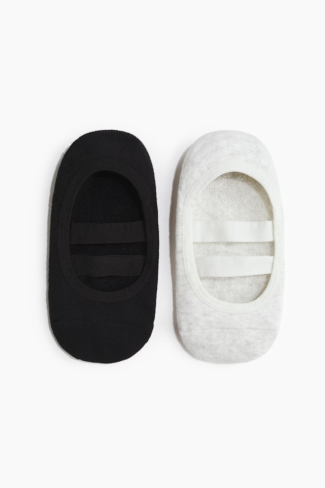 2-pack Pilates socks - Black/Light grey marl - 1