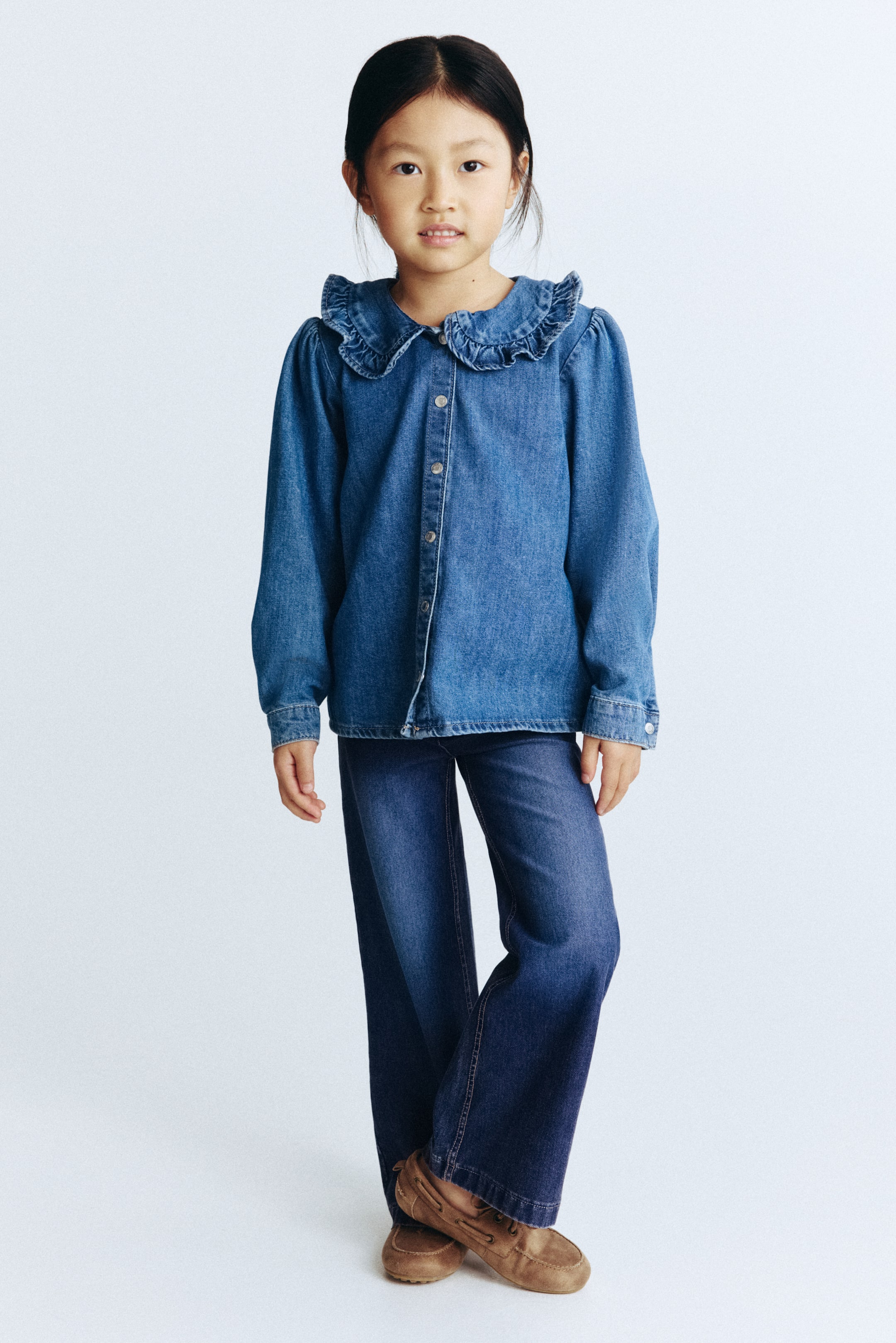 View larger image: Wide denim-look trousers - Dark denim blue - Kids | H&M IN 1