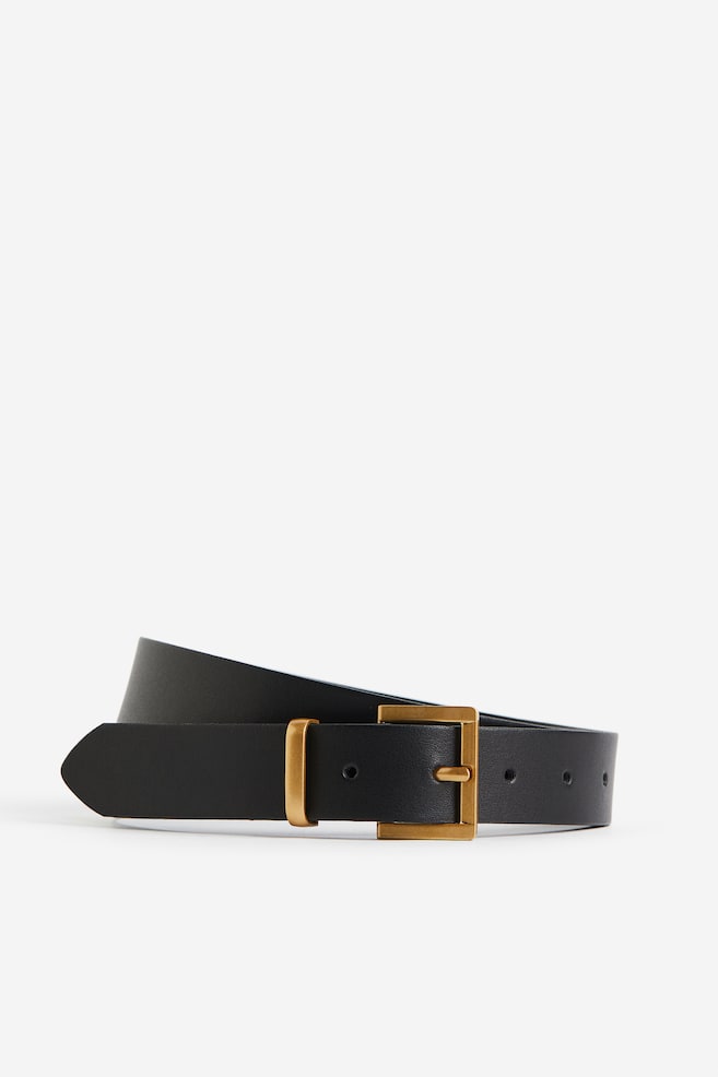 Leather belt - Black/Gold-coloured/Black/Silver-coloured - 2