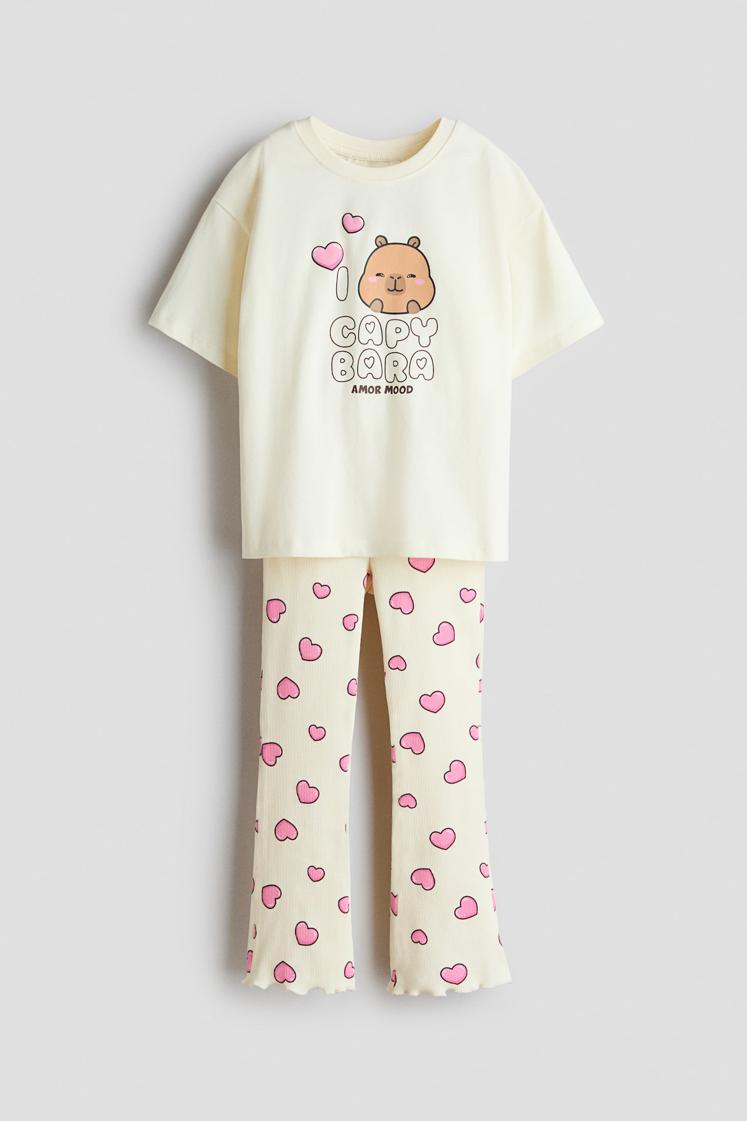 Conjunto de 2 peças em algodão estampado - Creme/CapyFun/Rosa/Porquinha Peppa