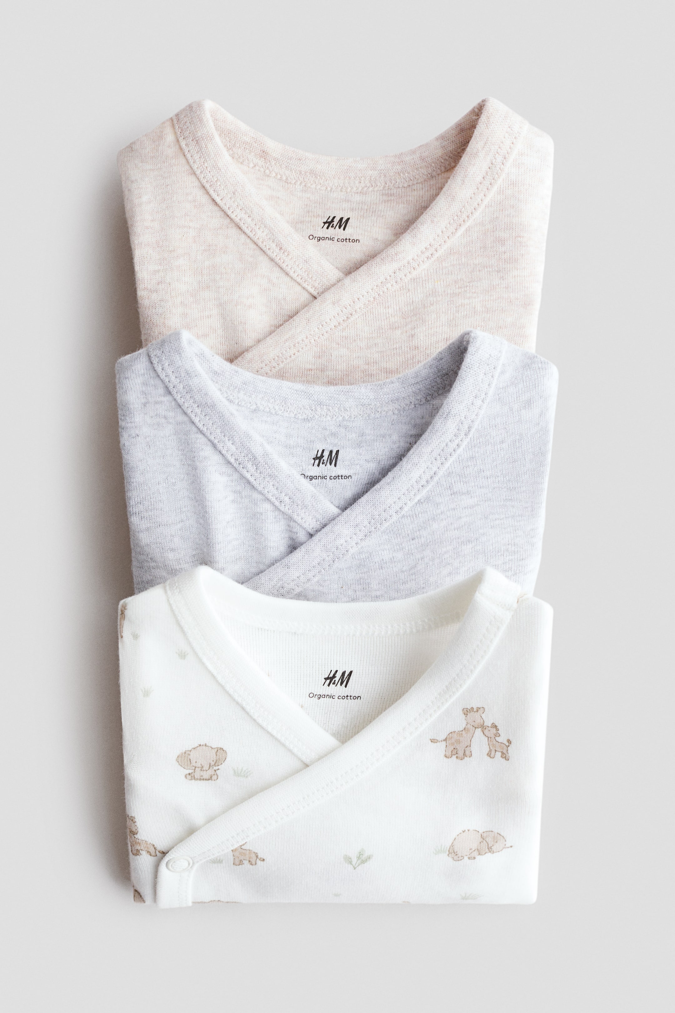 Grösseres Bild ansehen: 3er-Pack Wickelbodys - Weiss/Tiere - KINDER | H&M CH 2