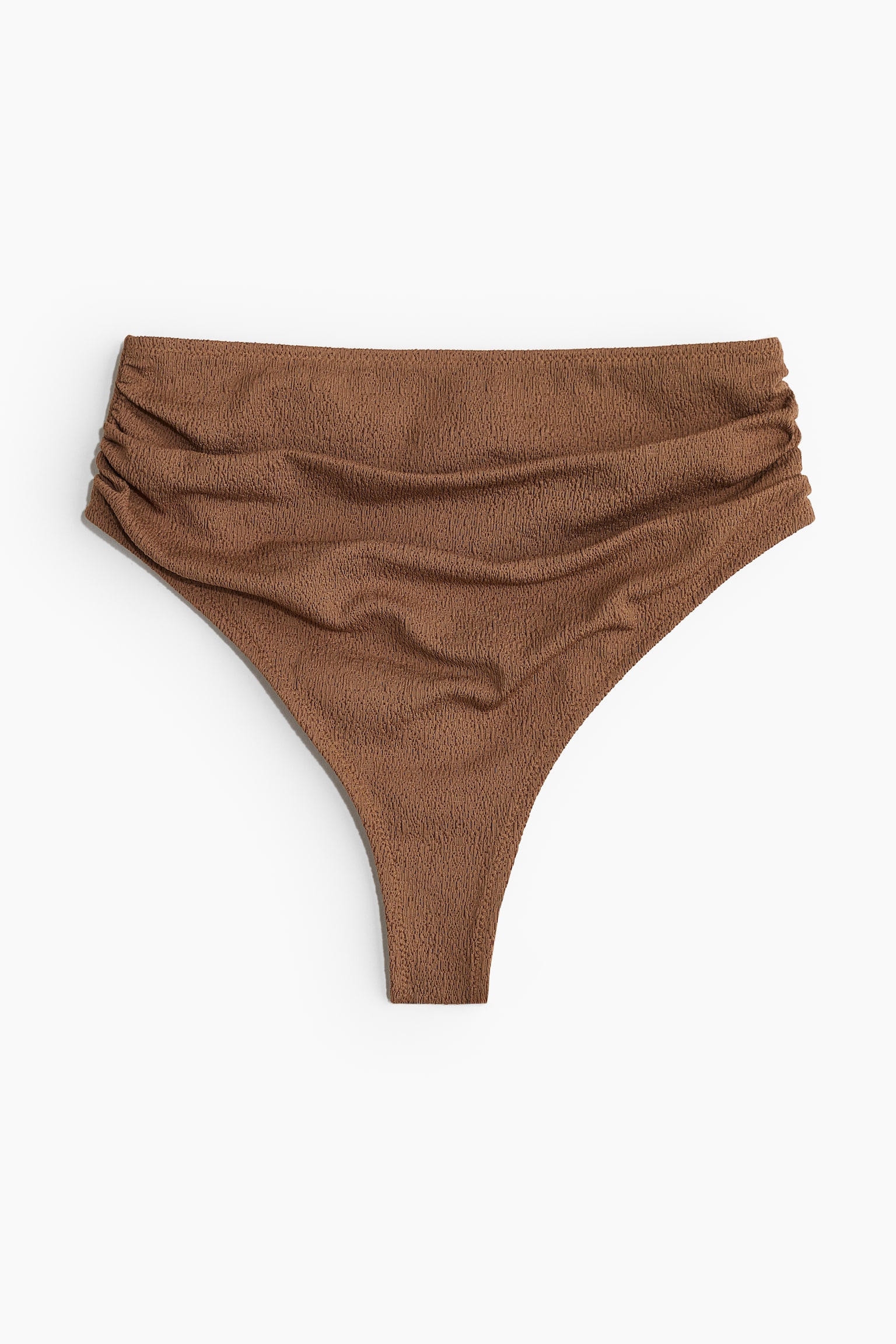 High Waist Brazilian Bikini Bottoms - Brown/White - 2