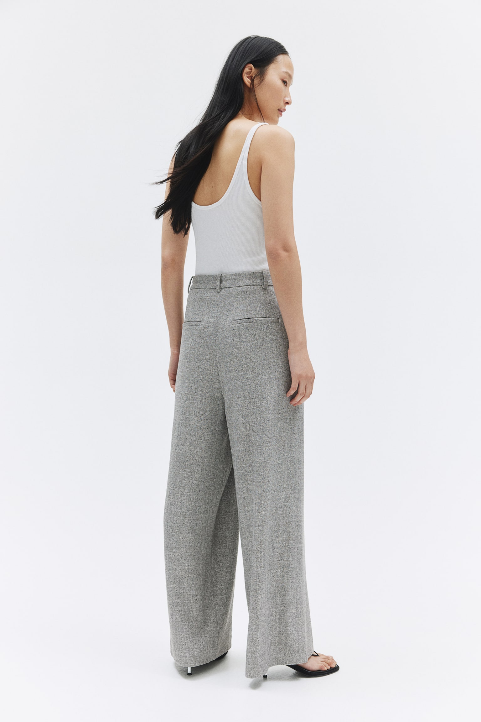 Wide trousers - Grey marl/Black/Greige/Grey/Herringbone-patterned/Dark grey/Black marl - 7