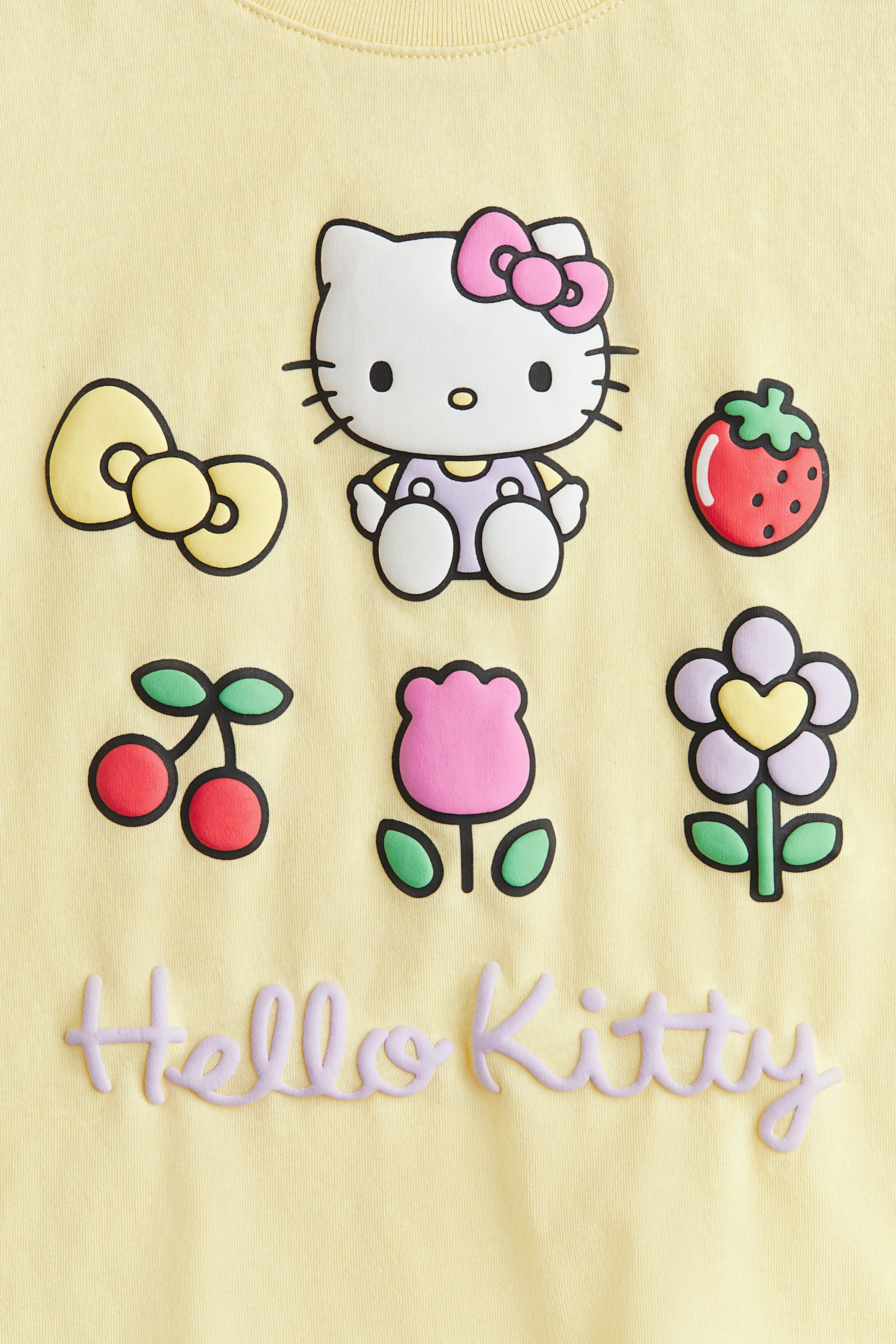 Áo thun cotton in hoạ tiết - Màu vàng/Hello Kitty/Xanh nhạt/Nữ hoàng băng giá/Màu trắng/Hello Kitty - 2