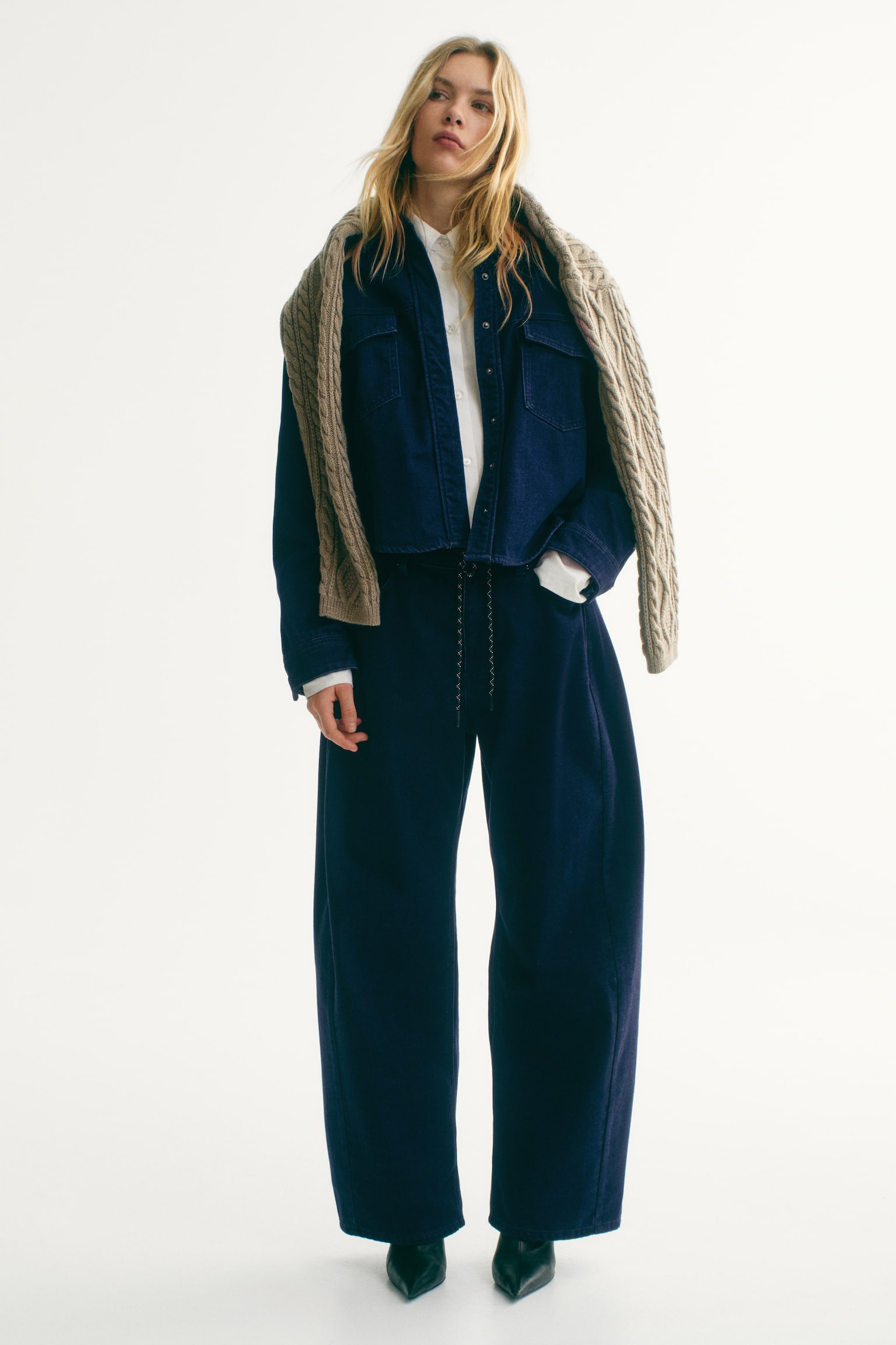 Barrel Regular Jeans - כחול ג'ינס כהה - 1