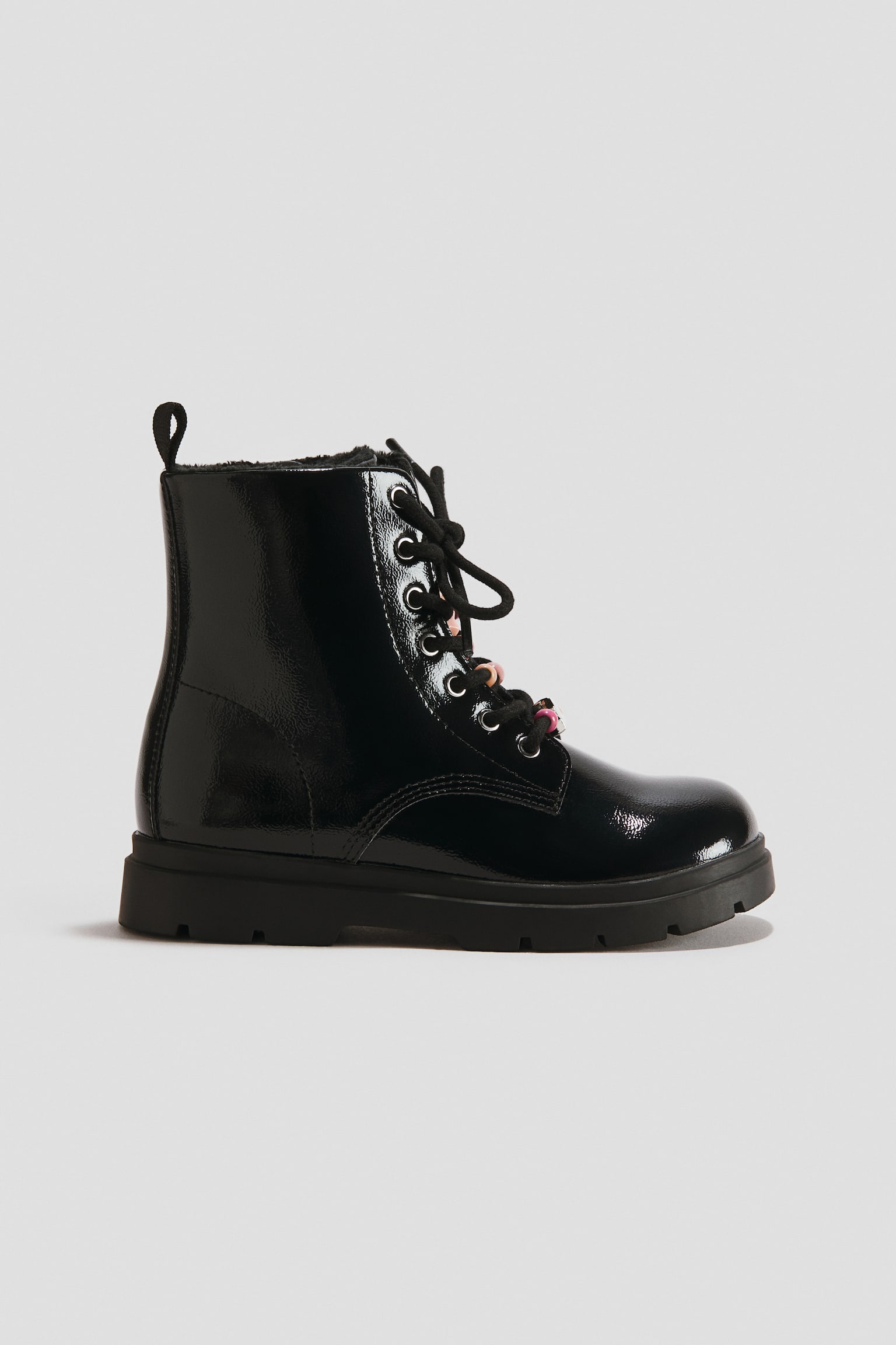 Детские ботинки H&M Beaded Warm-Lined Lace-Up, цвет: Чёрный — фото 2