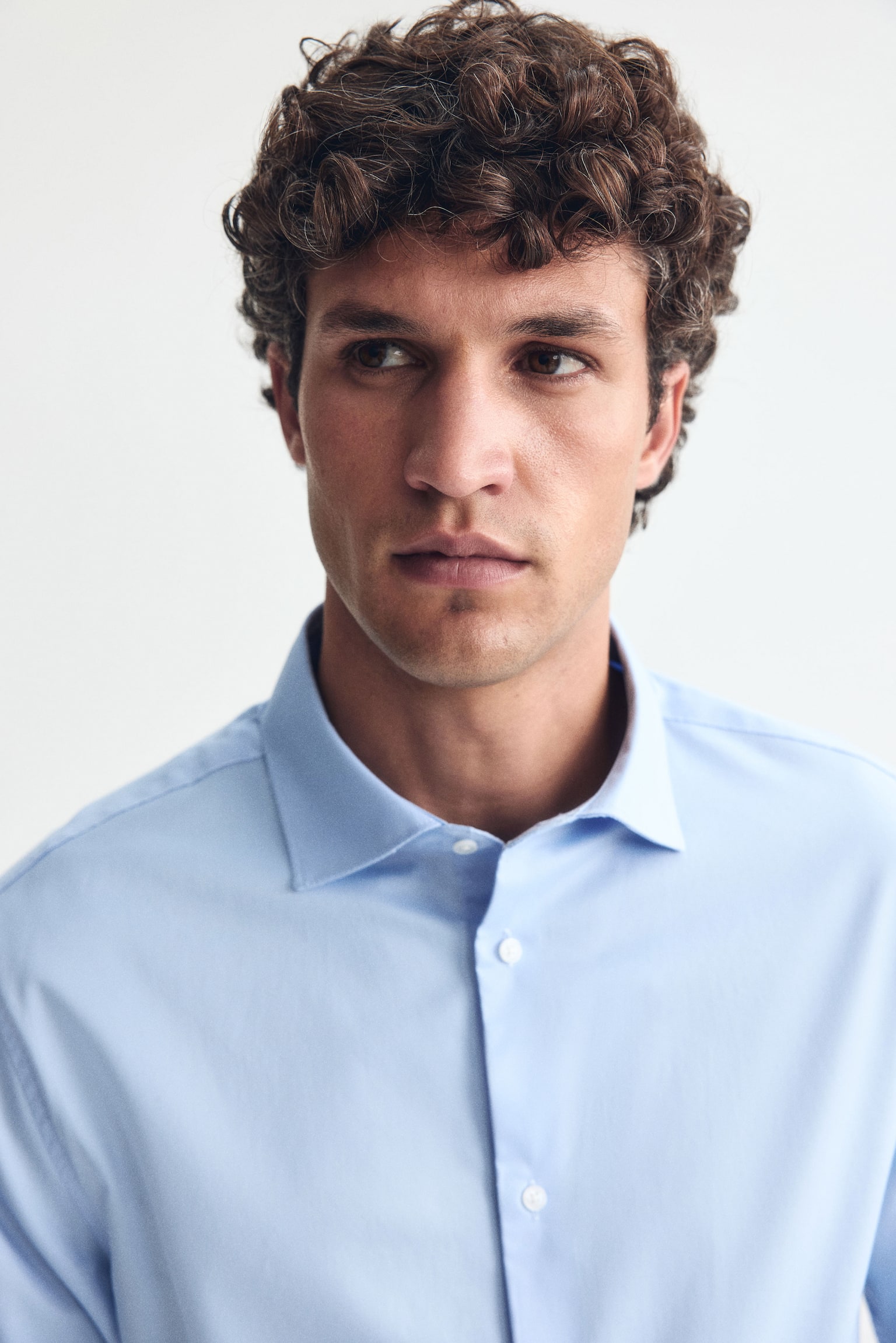 Мужская рубашка H&M Slim-Fit Cotton, цвет: Синий — фото 5