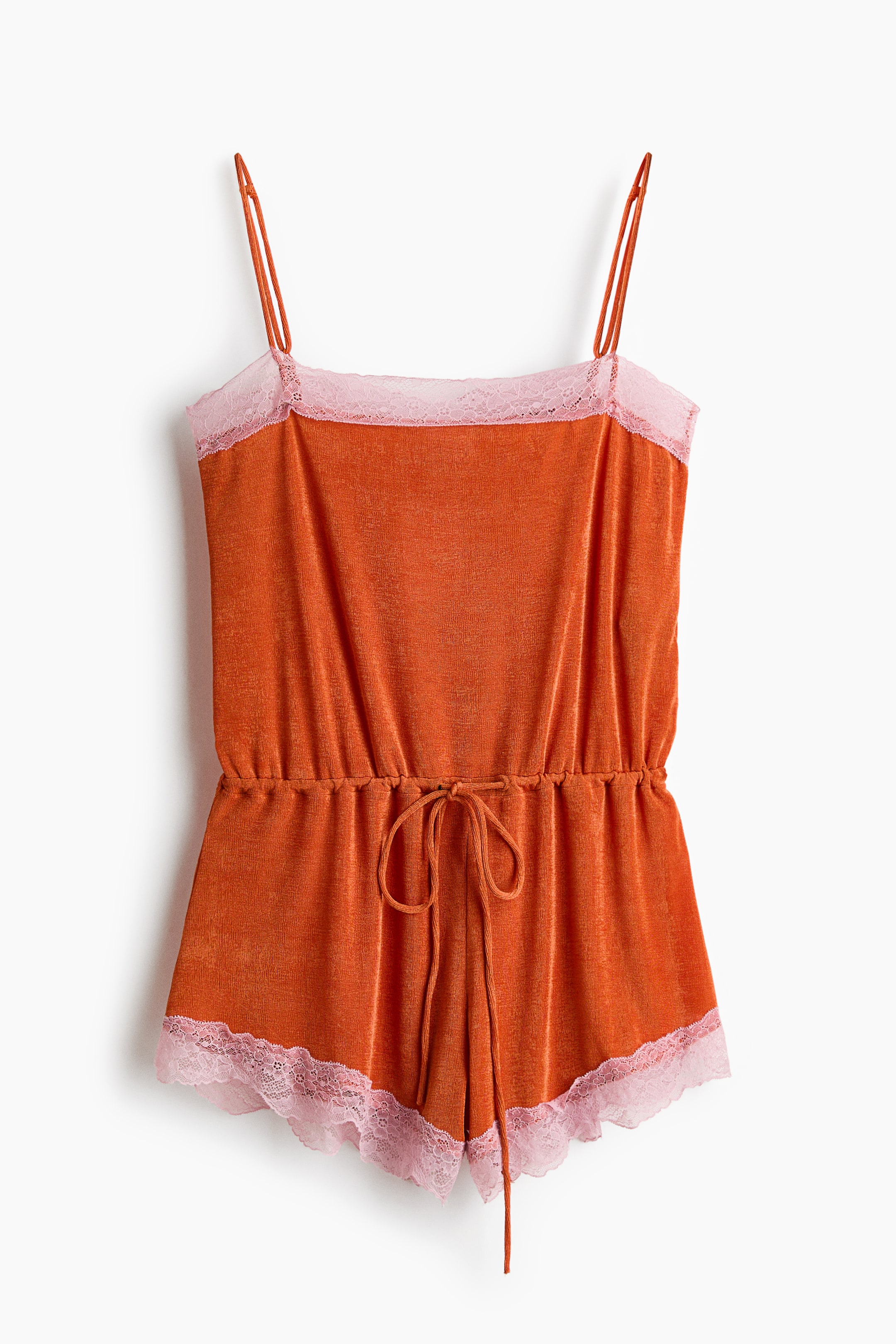 Lace-Trimmed Jersey Romper