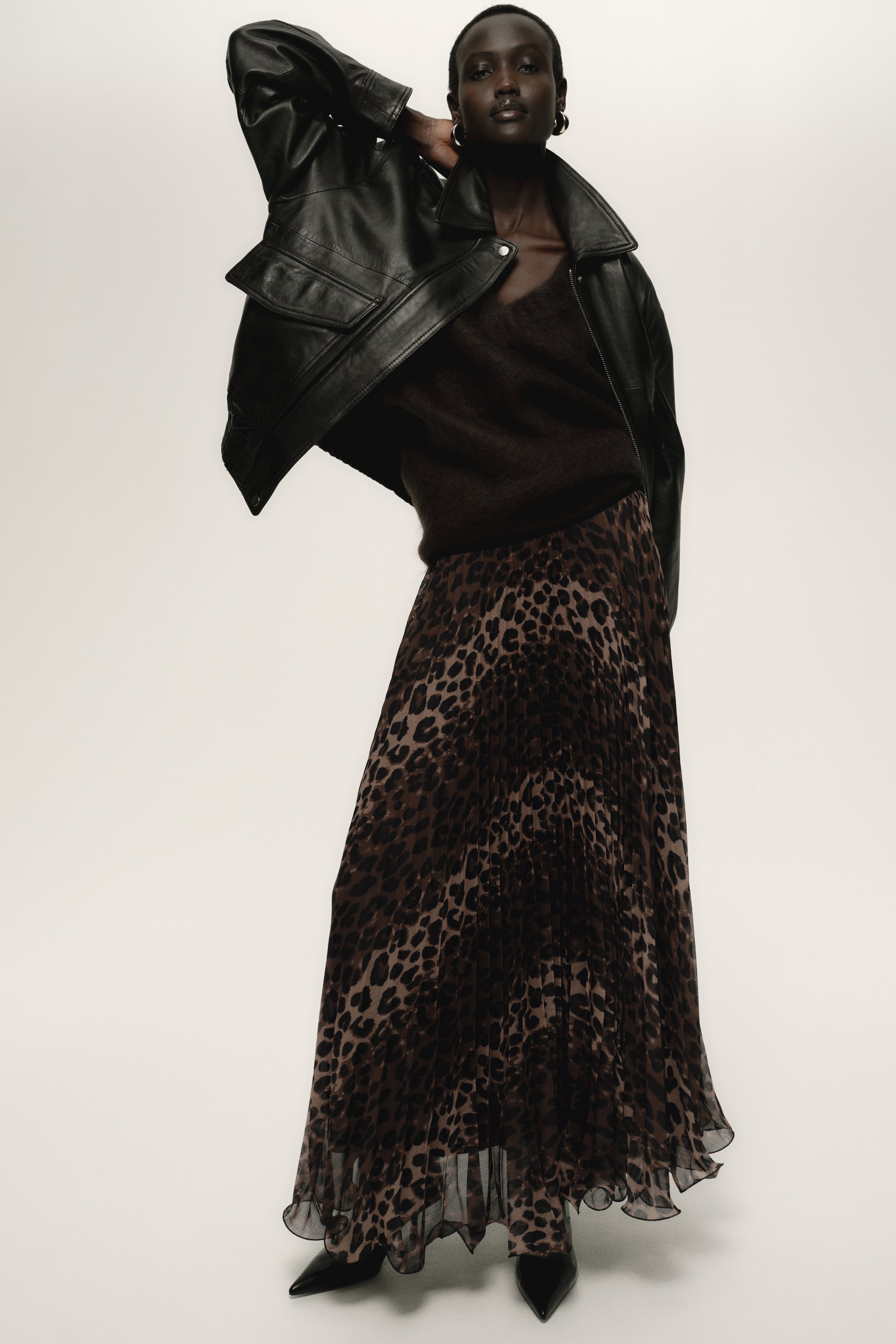 View larger image: Sheer pleated skirt - Brown/Leopard print - Ladies | H&M 4