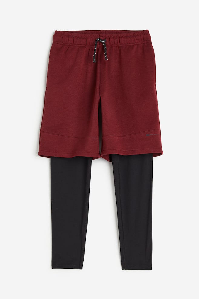 DryMove™ Sports tights with shorts - Dark red/Black/Light beige/Grey - 1