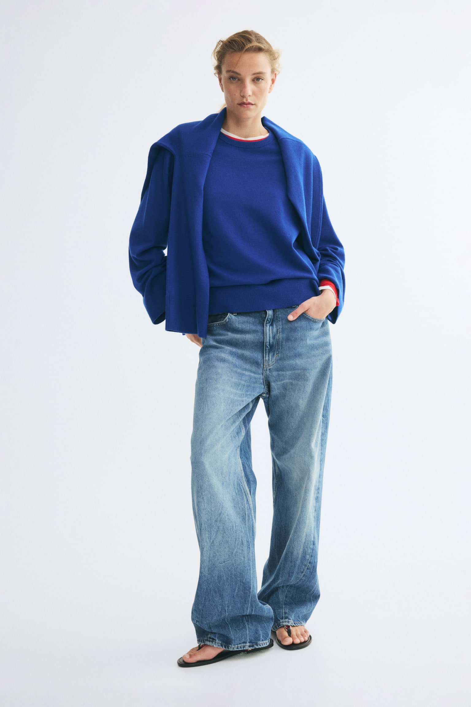 Женский свитер H&M Oversized Sweater, цвет: Тёмный синий — фото 4