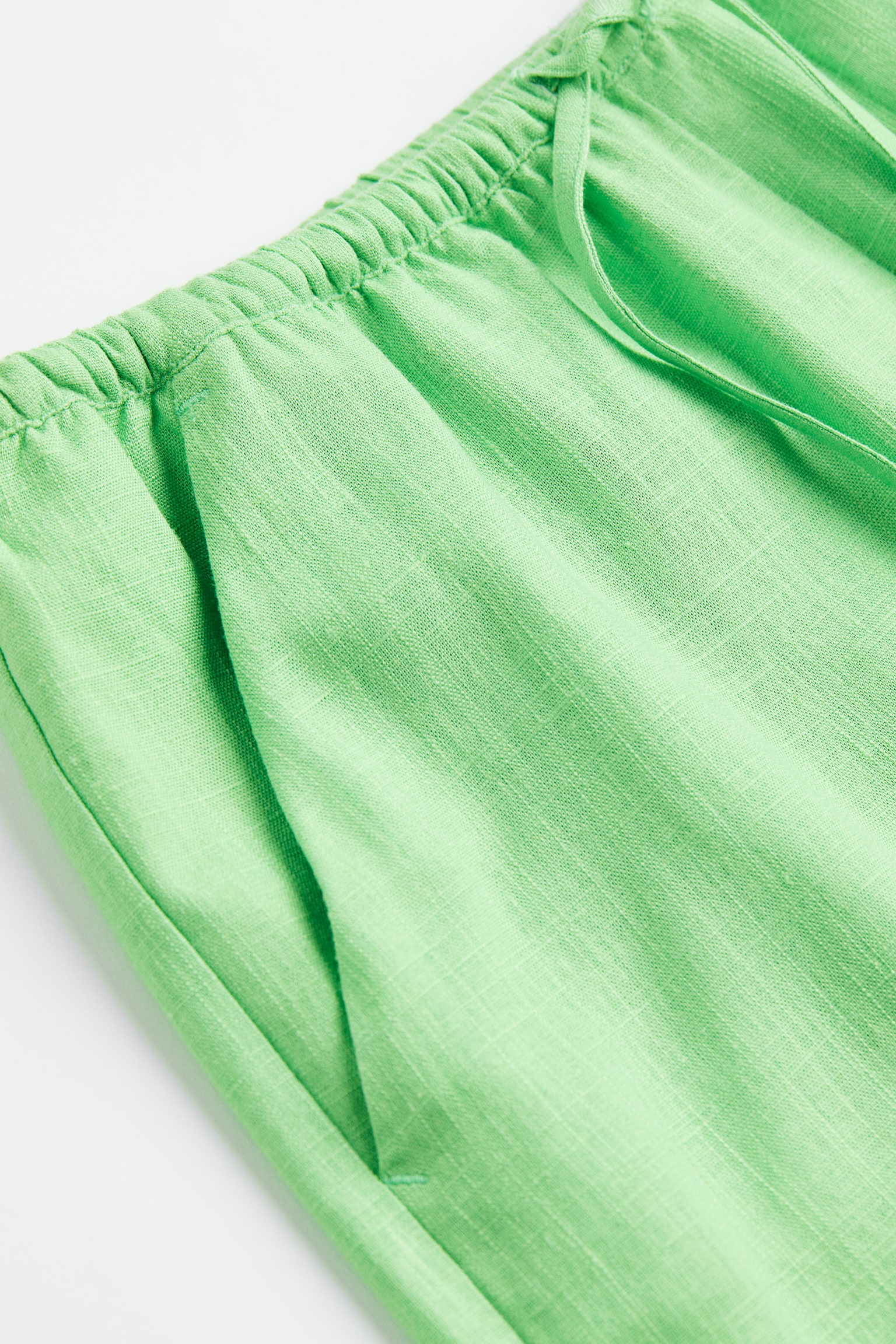 Linen-blend pull-on shorts - Bright green - 2