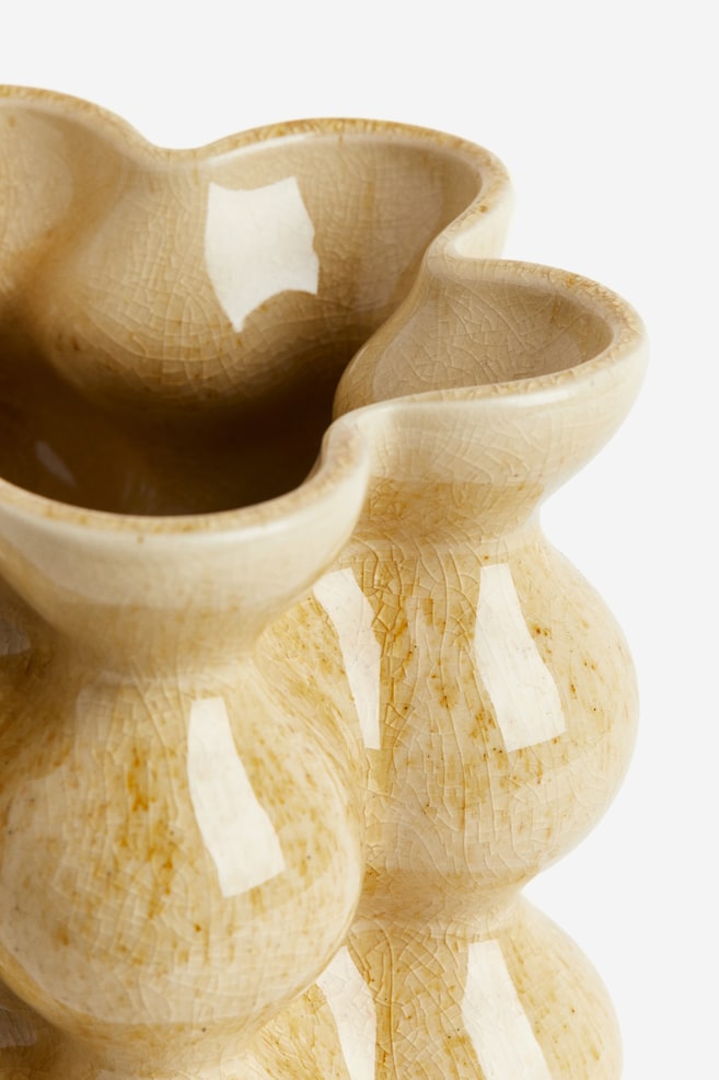 Vase mit reaktiver Glasur - Gelb/Weiß - 3