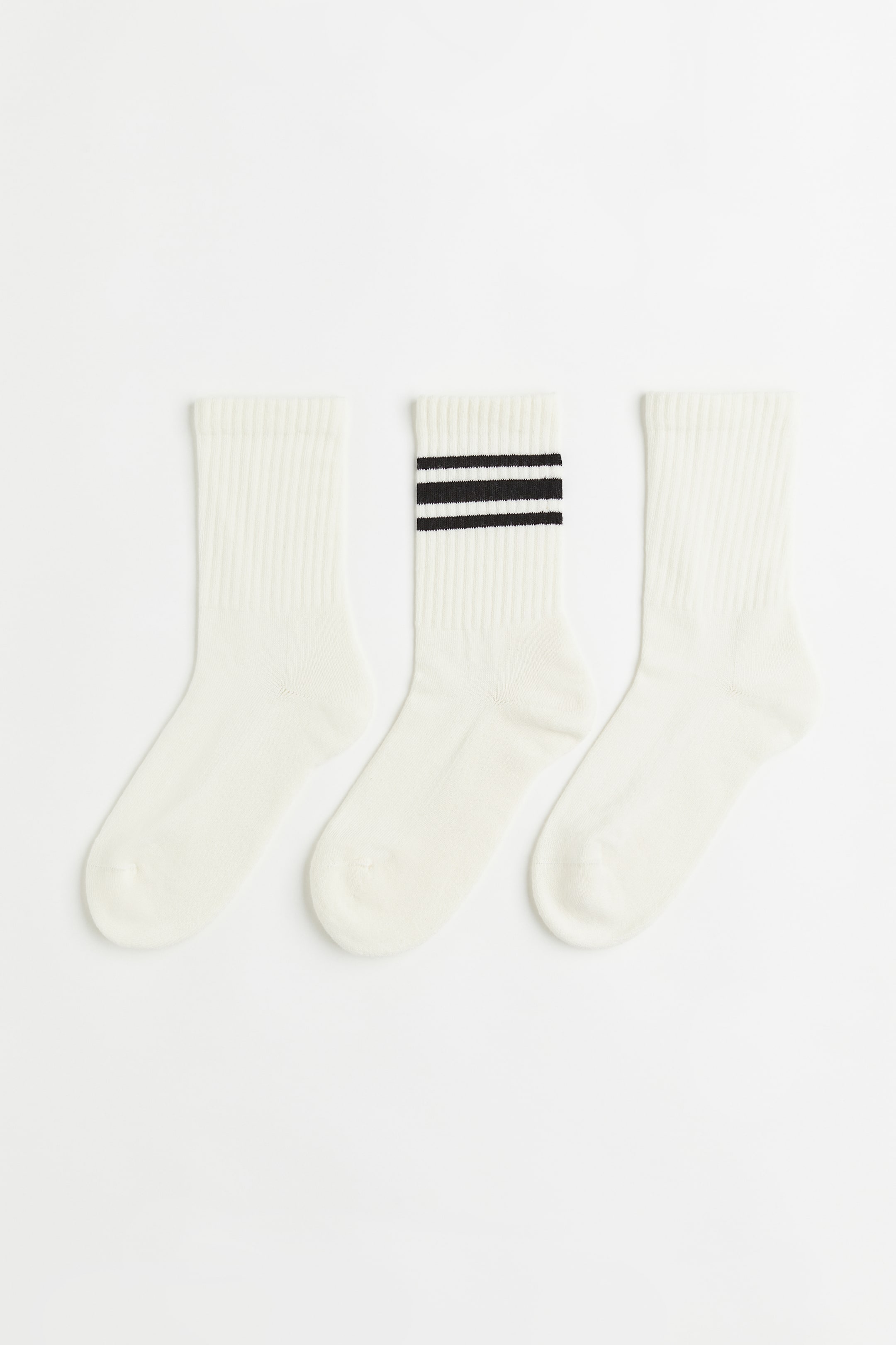 View larger image: 3-pack socks - White/Striped - Ladies | H&M 1