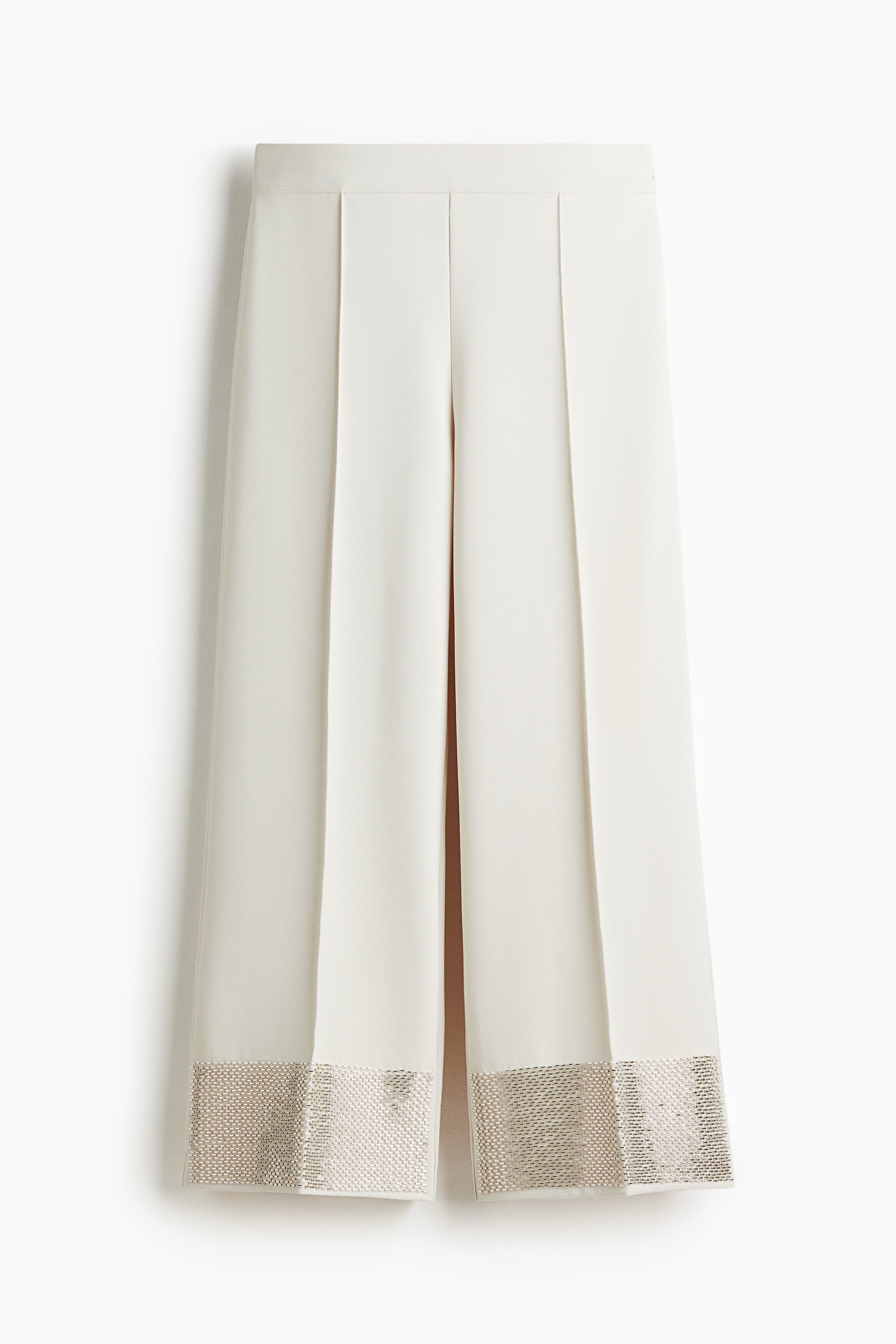 Bead-embellished trousers - Cream/Brown