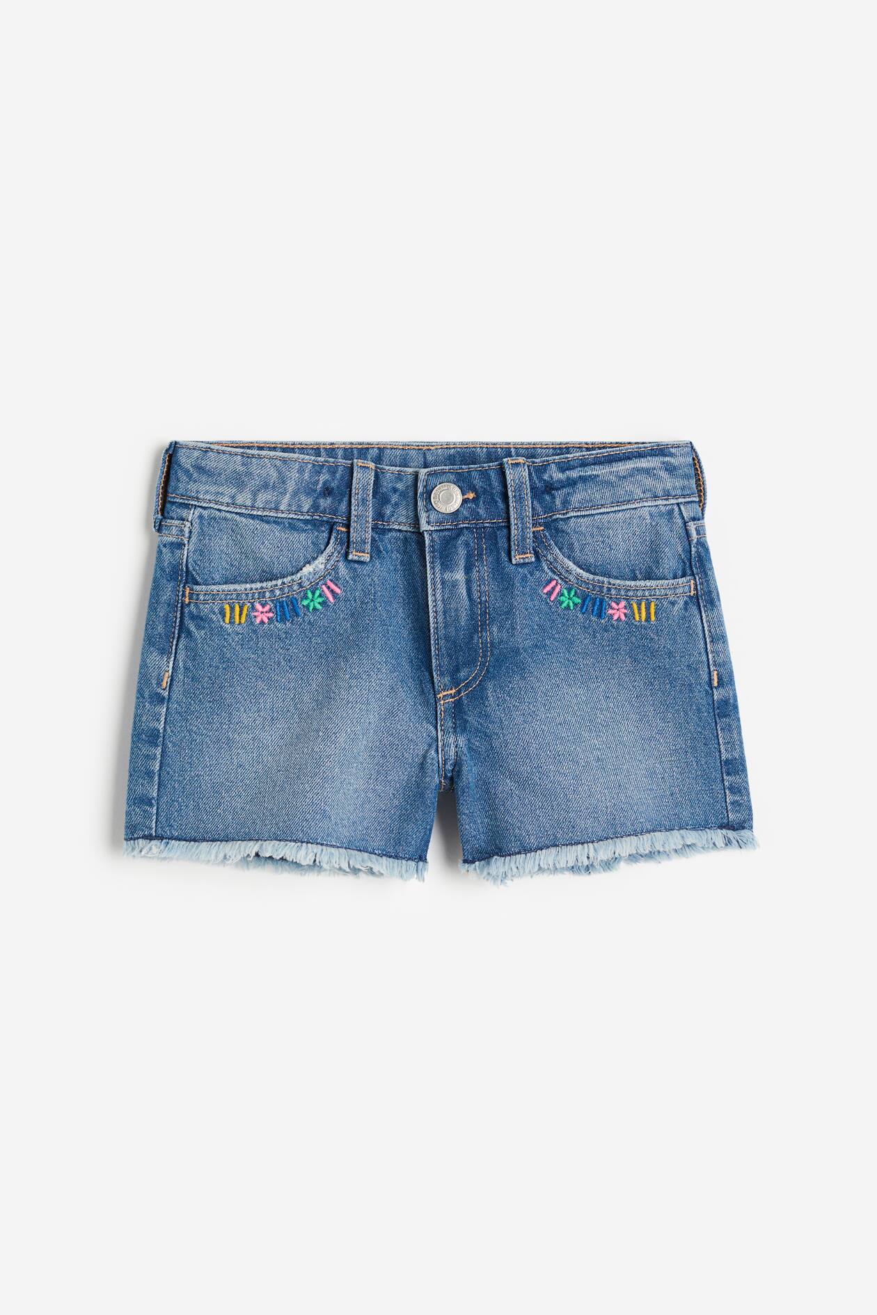 Lace-trimmed Denim Shorts - Regular waist - Short - Denim blue - Kids ...