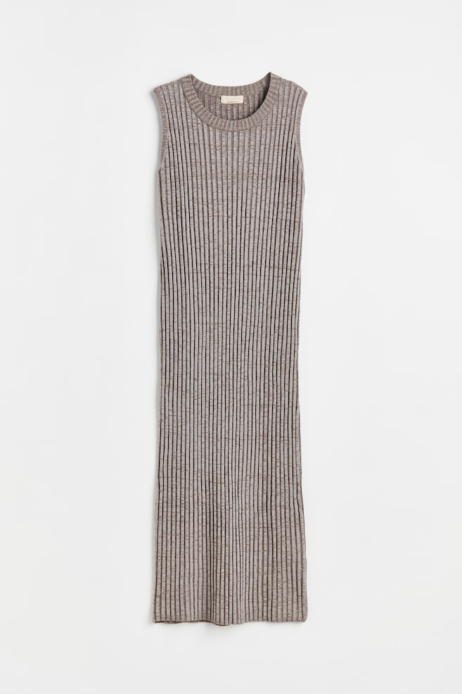 Cashmere-blend rib-knit dress - Greige marl - 1