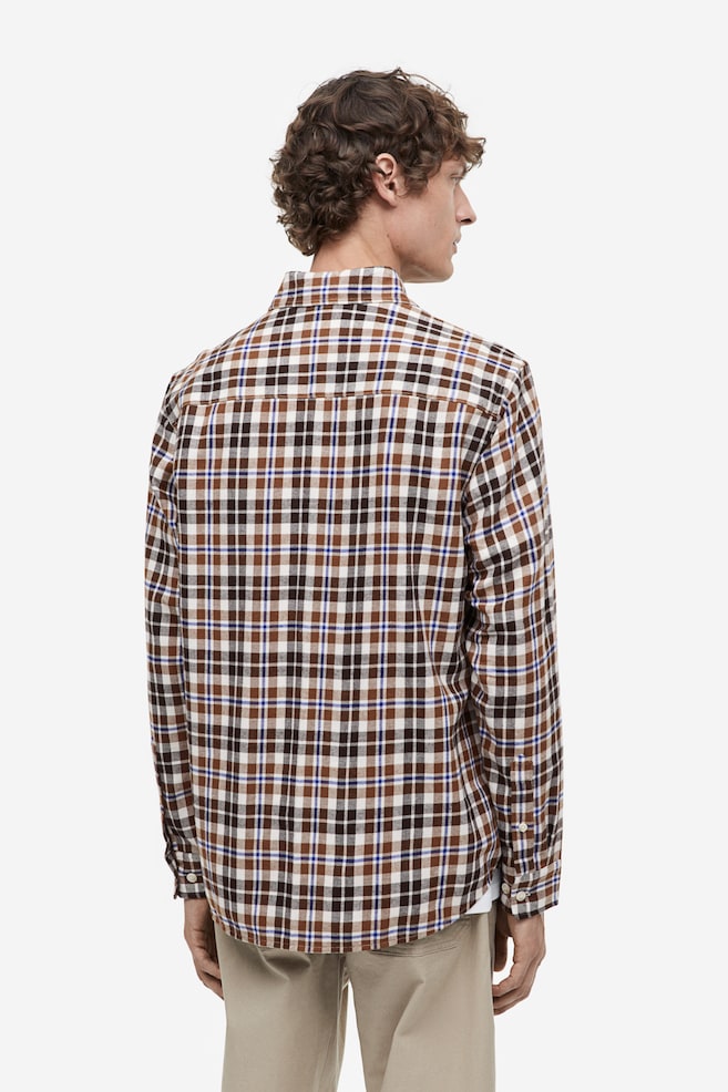 Skjorte i flonel Regular Fit - Brun/Ternet/Blå/Ternet - 5