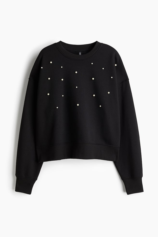 Oversized Sweatshirt mit Verzierungen - Schwarz - 1