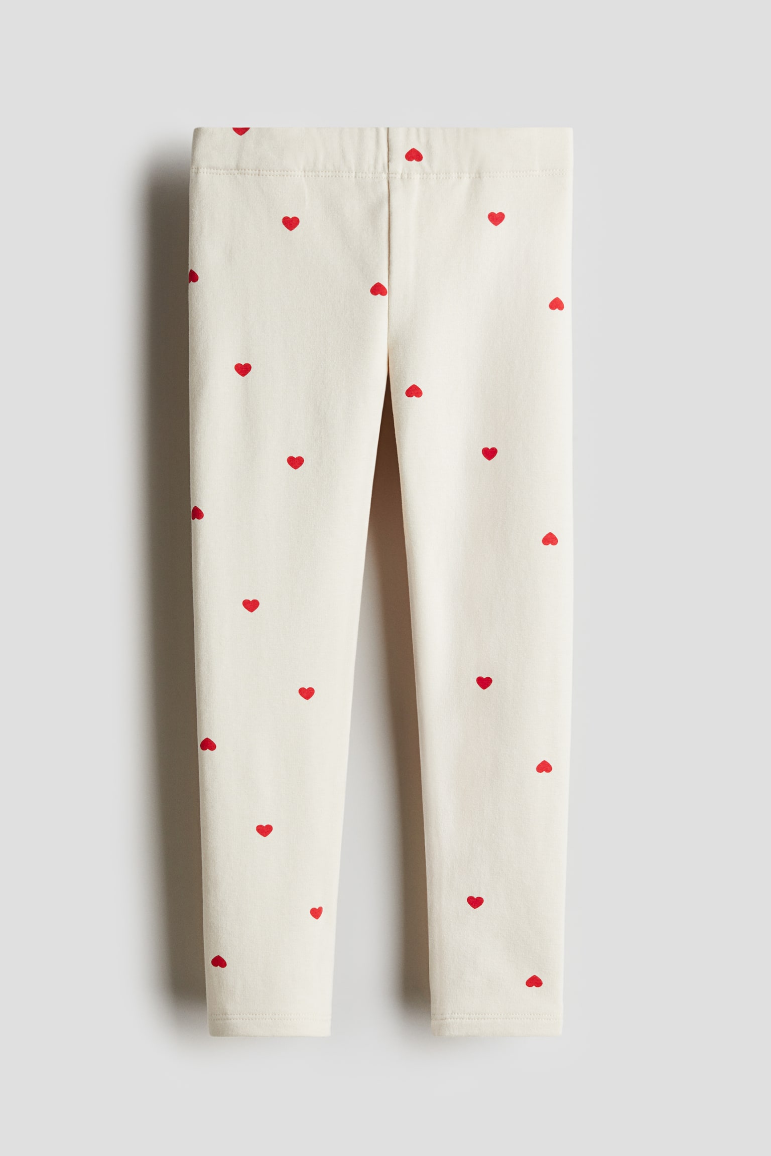 Brushed-inside leggings - Cream/Hearts/Pink/Hearts/Light green/Hearts/Dark dusty pink/Hearts/Black/Light beige/Hearts/Beige/Spotted/Navy blue/Blue/Hearts - 1