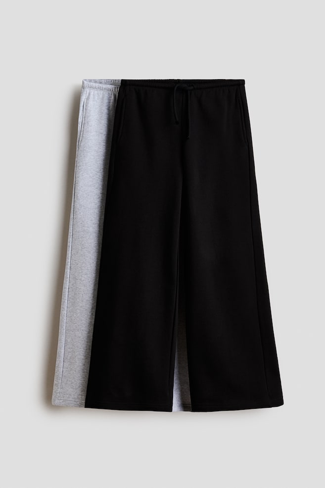 2 perechi de pantaloni tip jogging flaușați - Negru/gri-deschis melanj - 1