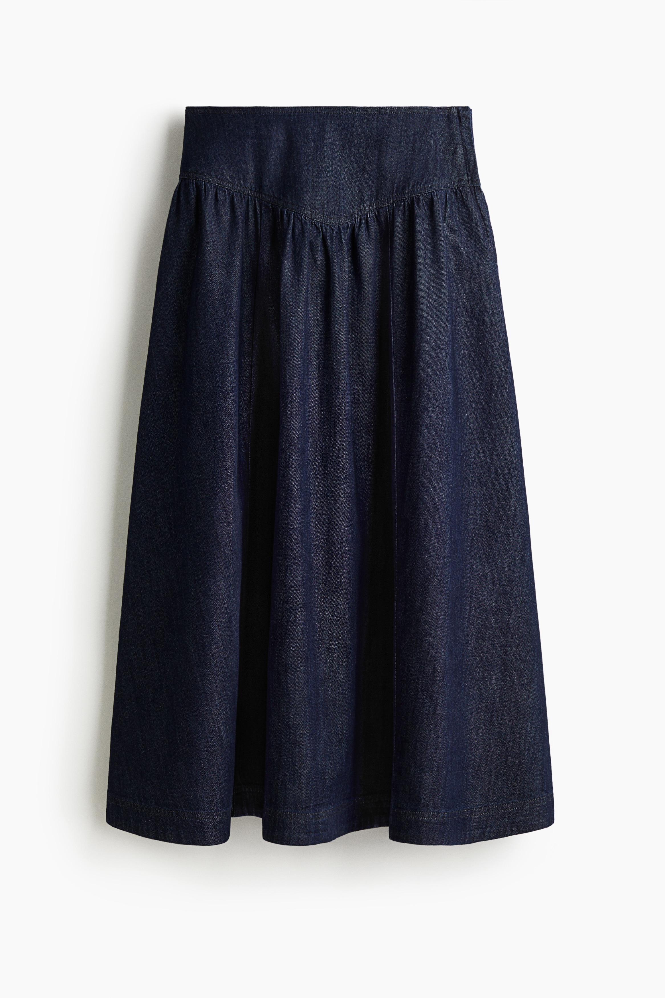 Nederdel i denim med vidde - Mørk denimblå