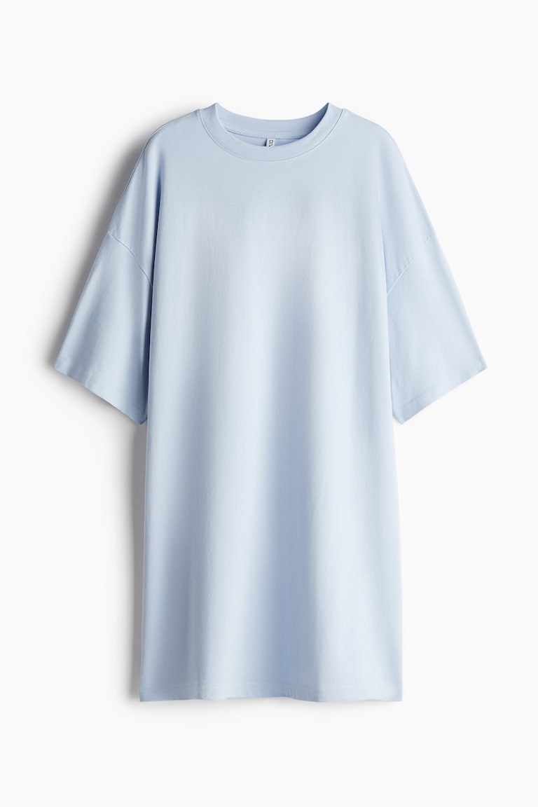 Ladies - Light Dusty Blue Oversized T-shirt Dress - Size: L - H&M